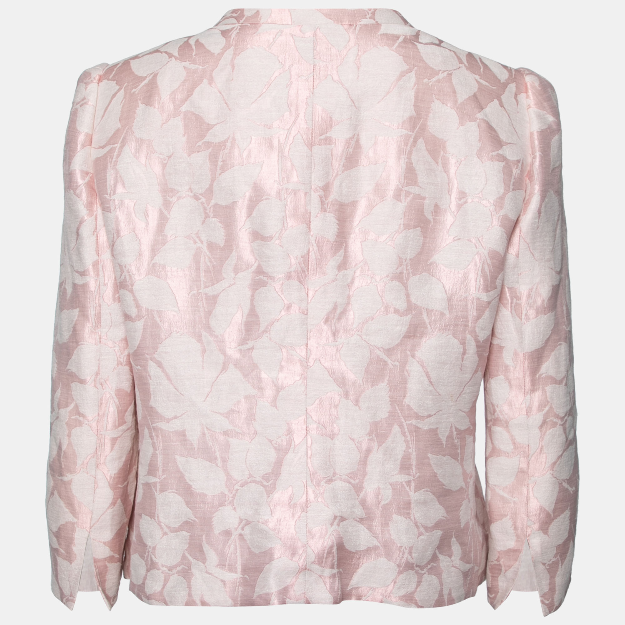 

Armani Collezioni Pink Floral Jacquard Linen Button Front Jacket