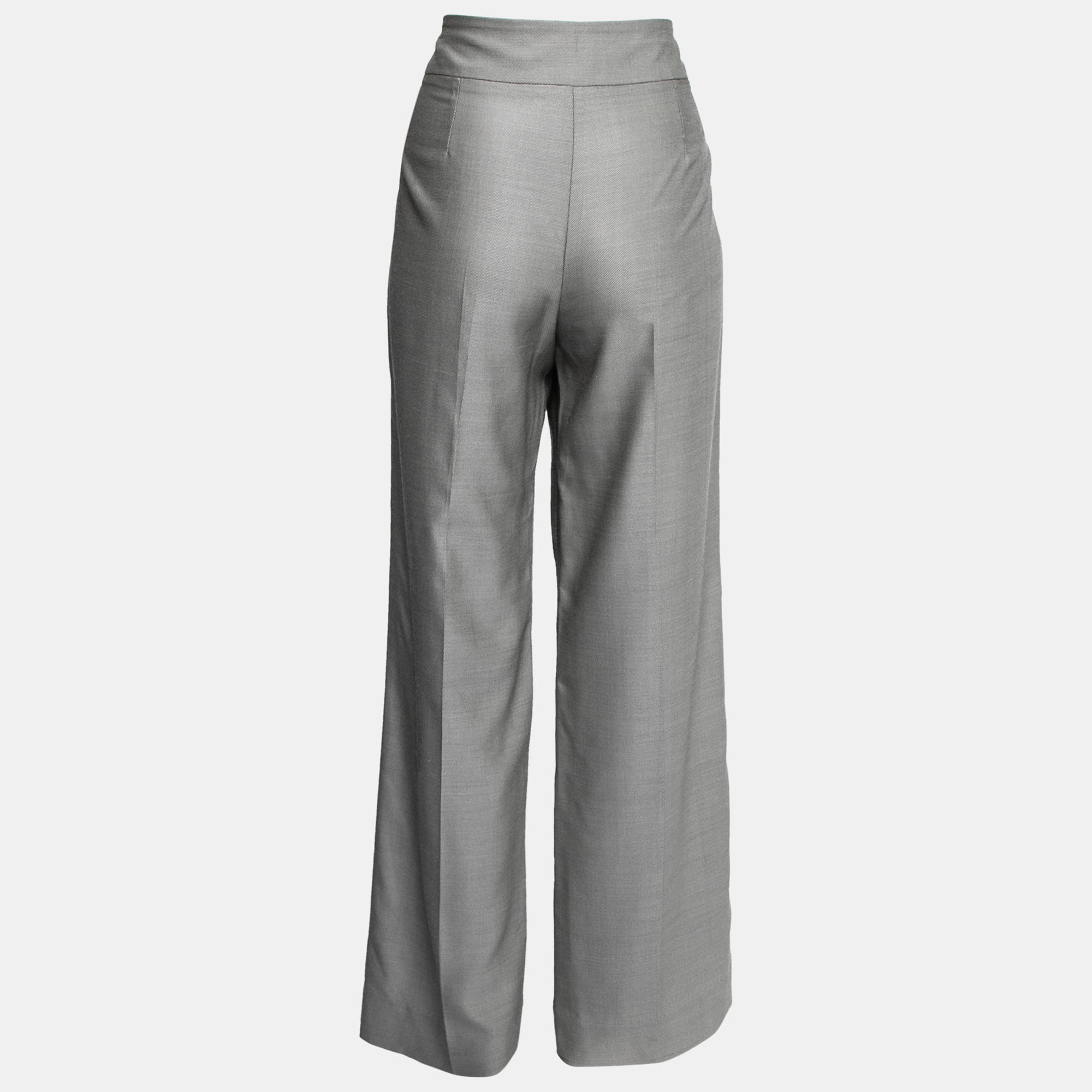 

Armani Collezioni Grey Wool Crepe Straight Leg Pants