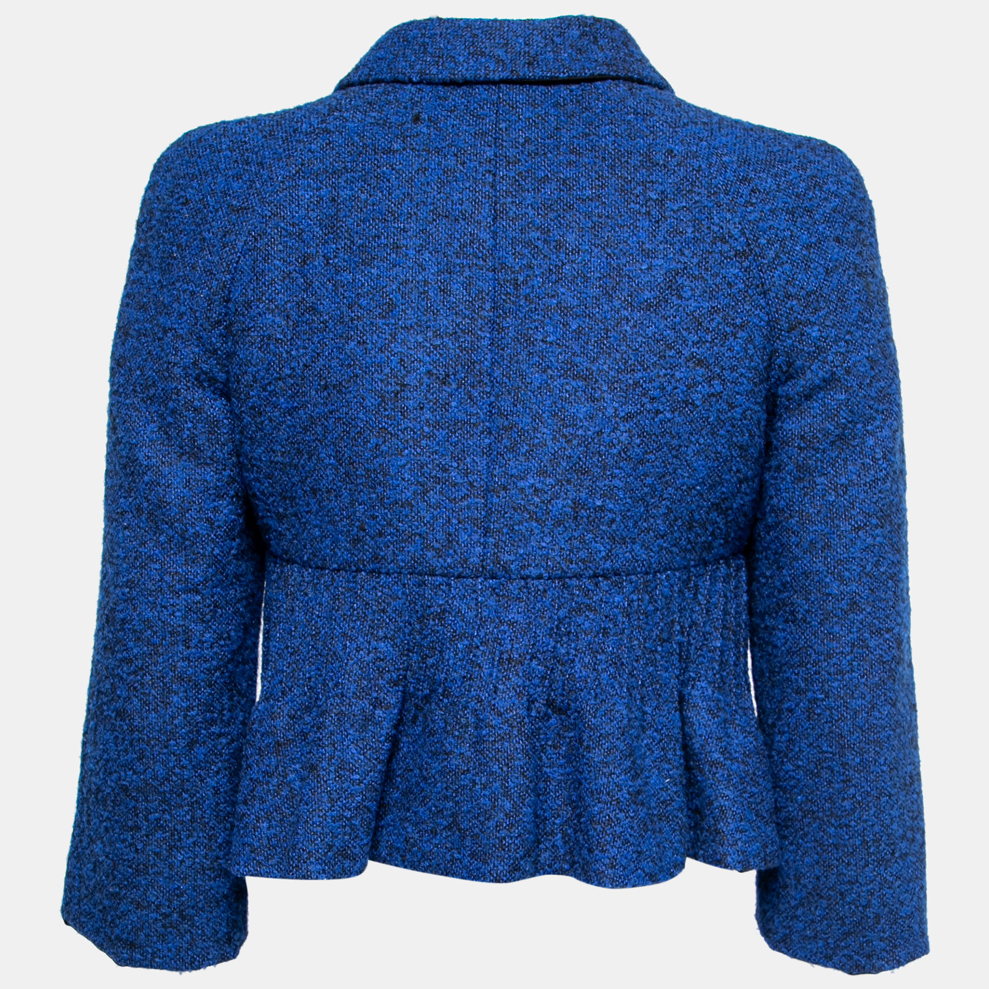 

Armani Collezioni Blue Wool & Mohair Intarsia Knit Button Front Jacket