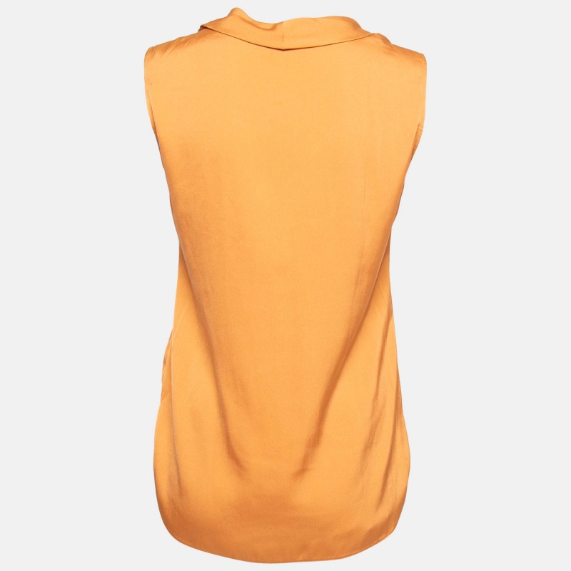 

Armani Collezioni Orange Silk V-Neck Sleeveless Top