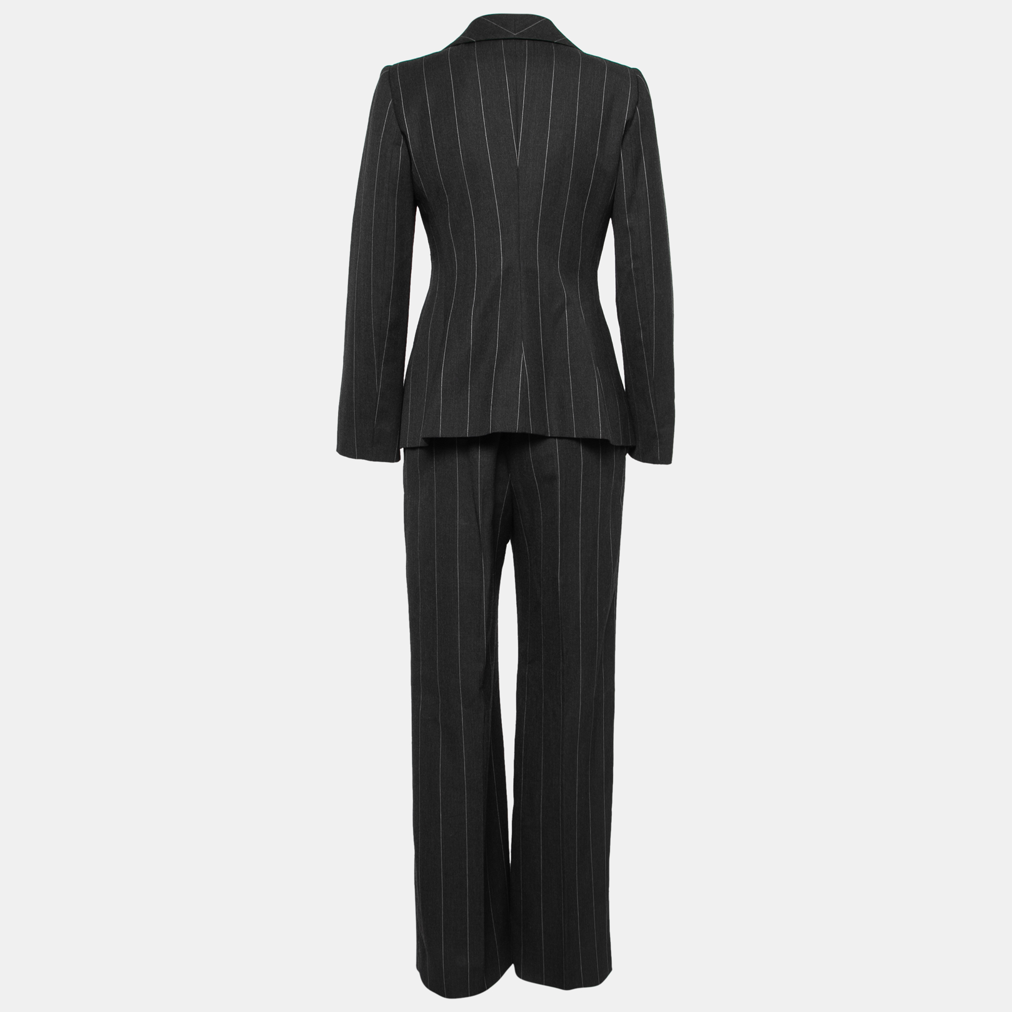 

Armani Collezioni Charcoal Grey Pinstriped Wool Tailored Suit