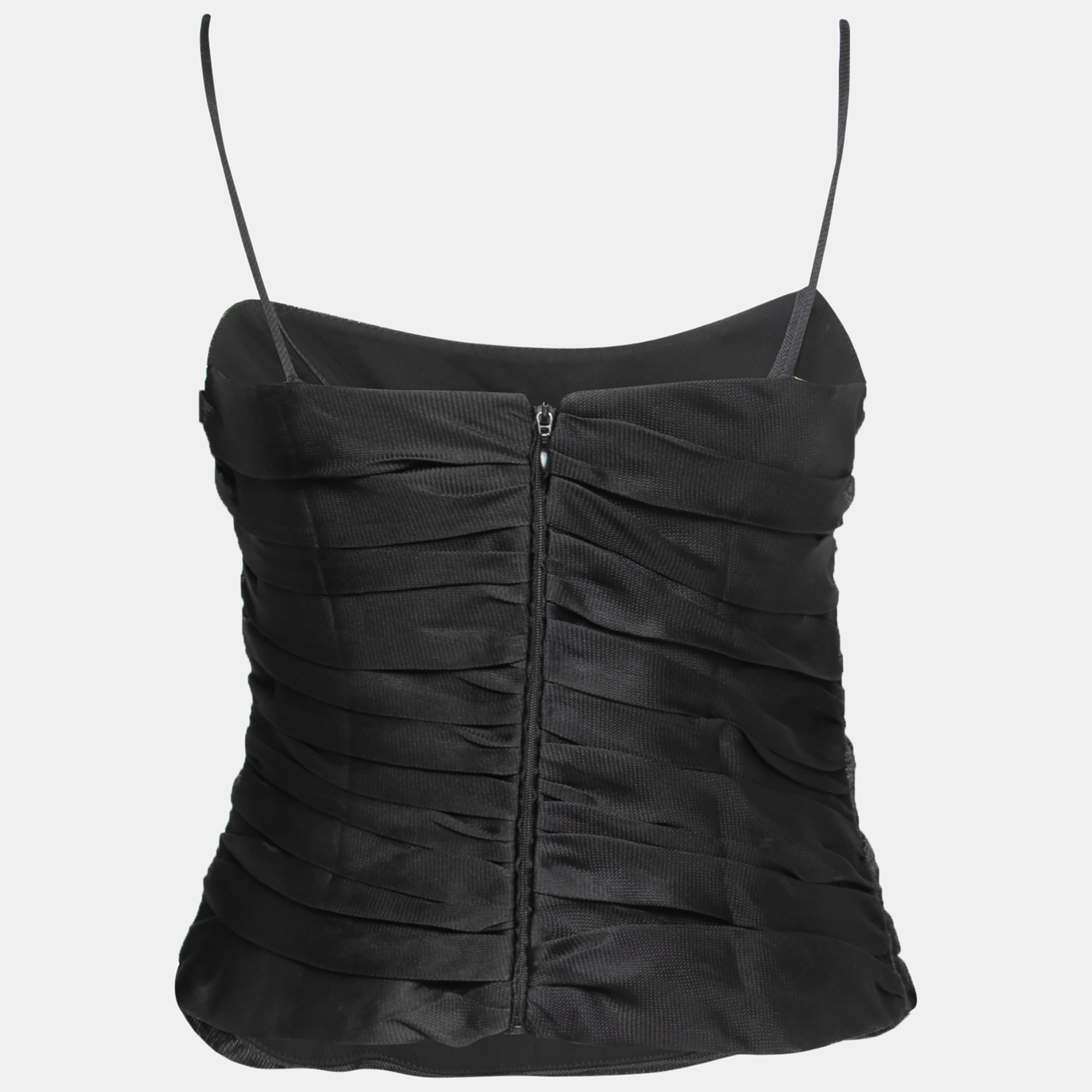 

Armani Collezioni Black Textured Silk Gathered Camisole