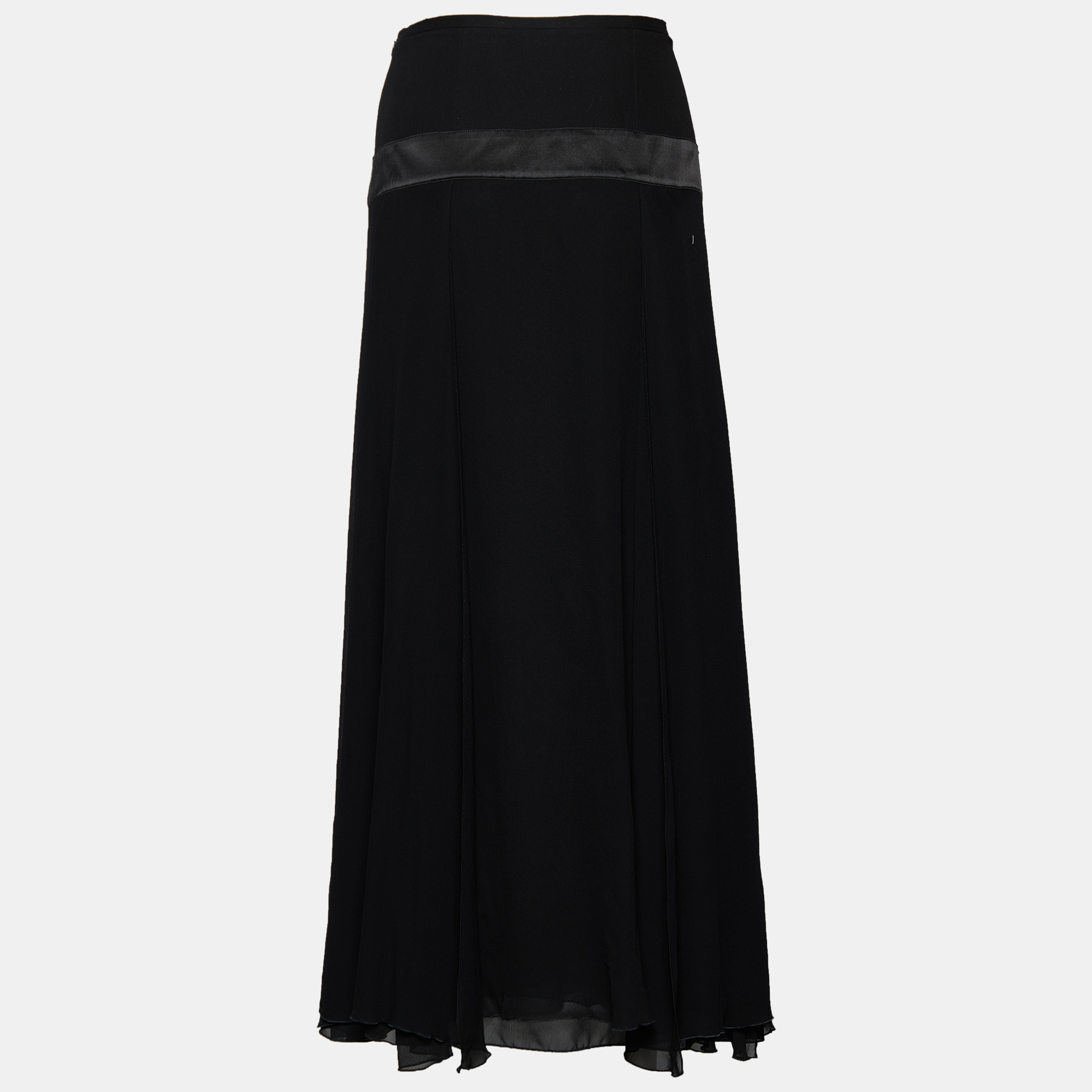 

Armani Collezioni Black Silk Paneled Midi Skirt
