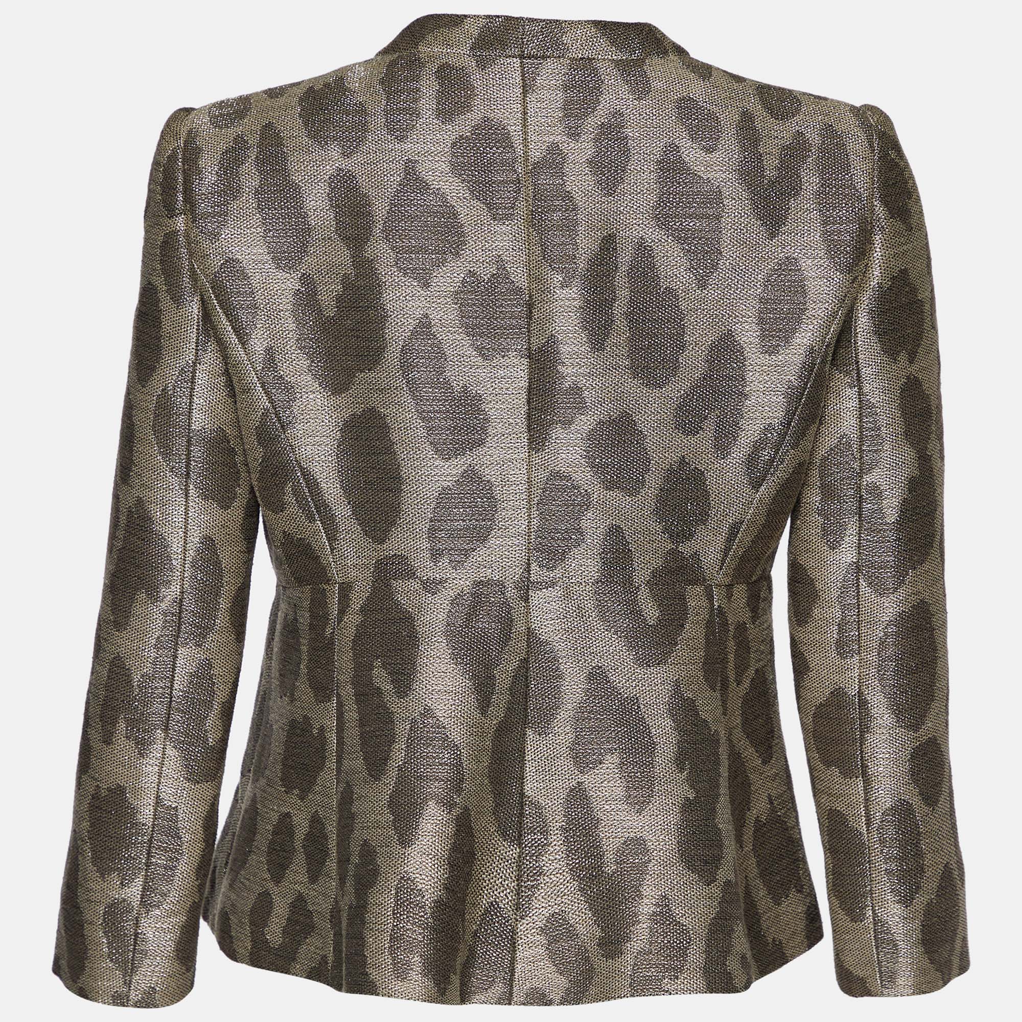 

Armani Collezioni Beige Animal Printed Textured cotton Blazer