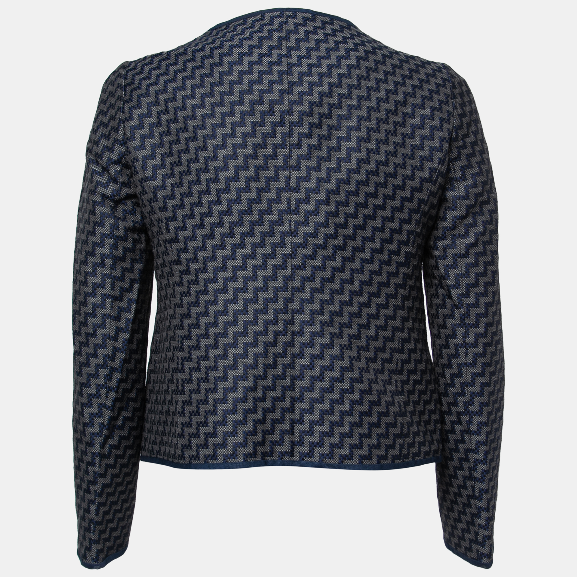 

Armani Collezioni Blue Jacquard Button Short Coat