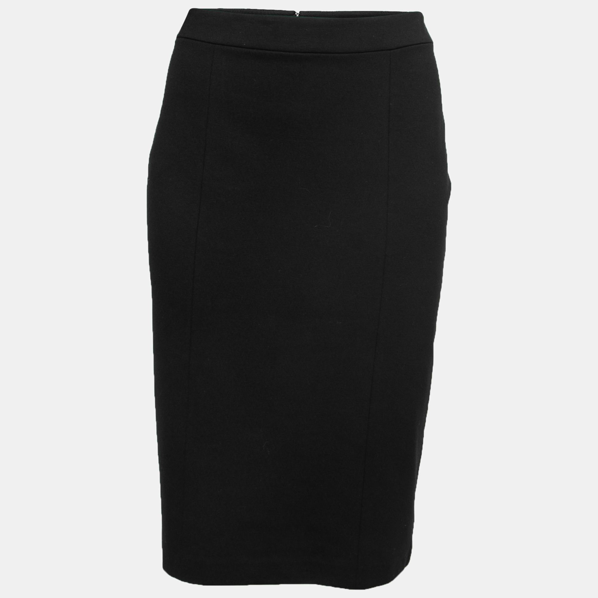 Pre-owned Armani Collezioni Black Stretch Knit Knee-length Skirt L