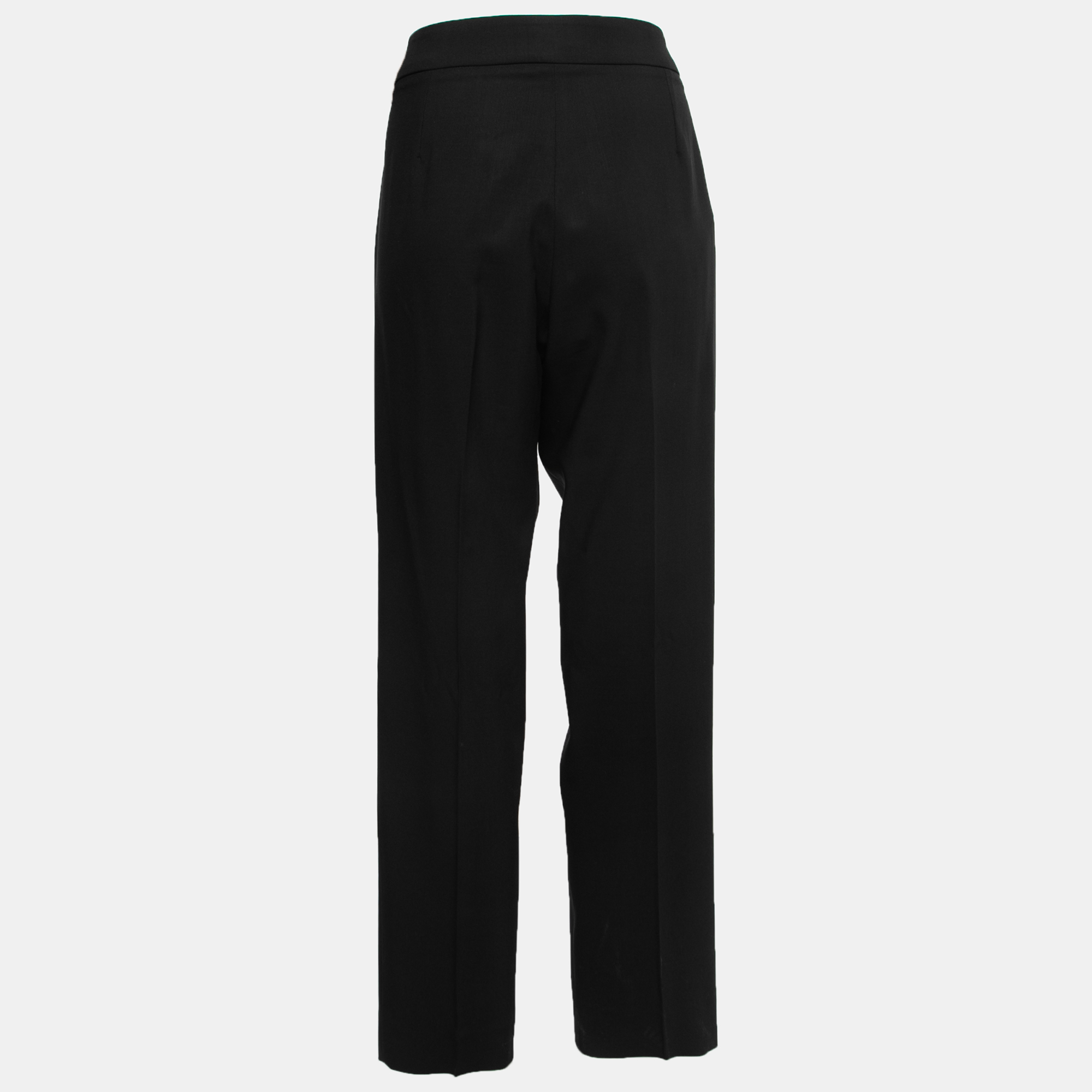 

Armani Collezioni Black Crepe Wool Straight Leg Trousers