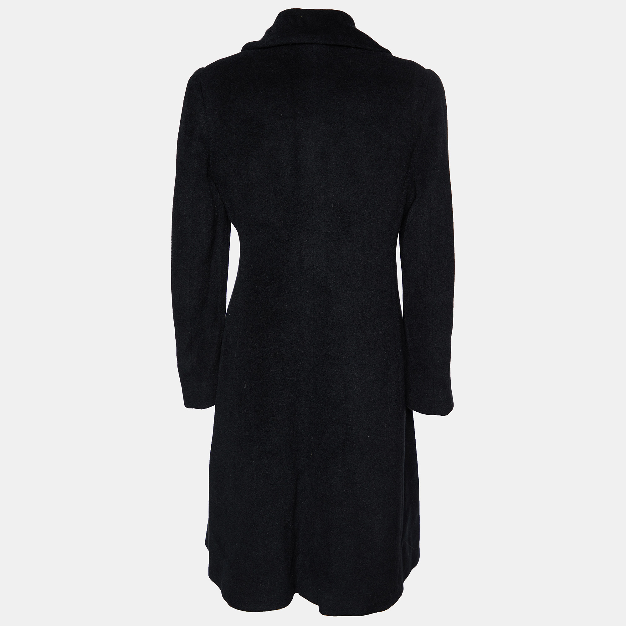 

Armani Collezioni Black Angora & Wool Double Breasted Overcoat