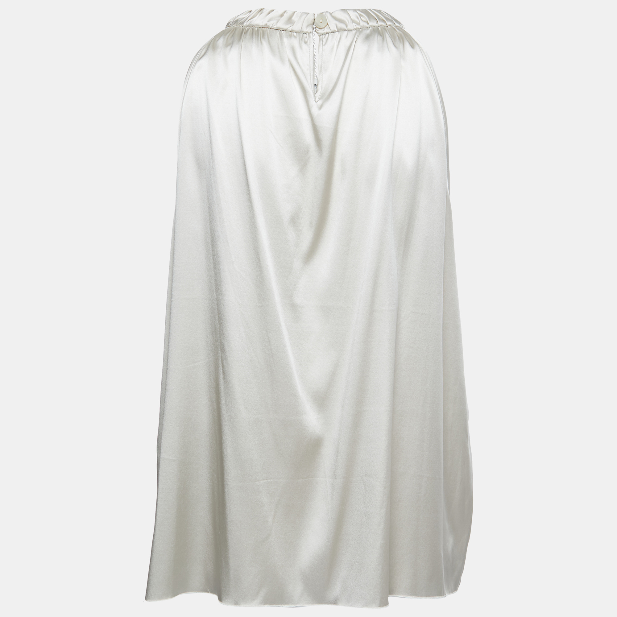 

Armani Collezioni Silver Satin Silk Sleeveless Top