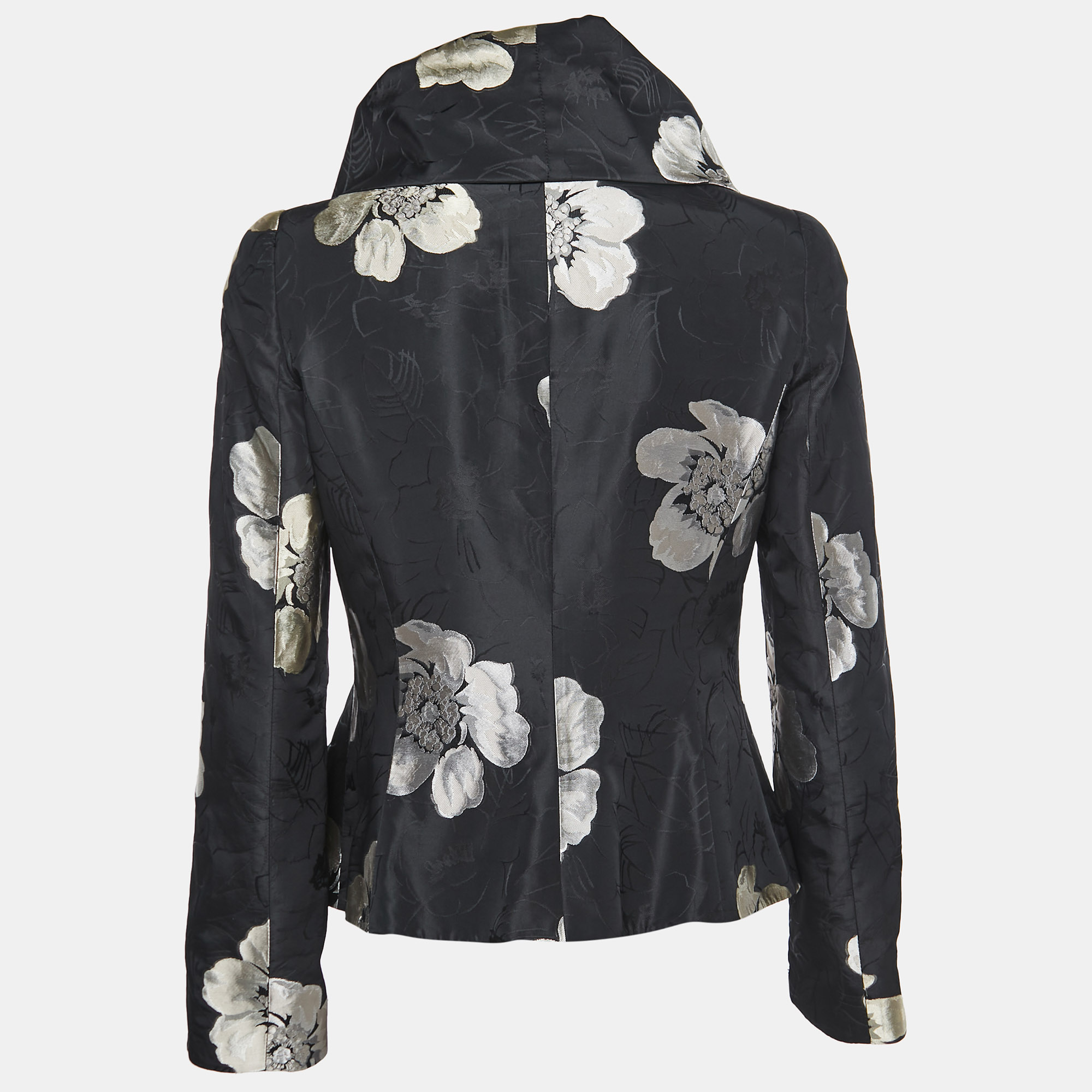 

Armani Collezioni Black Floral Jacquard Cowl Neck Blazer