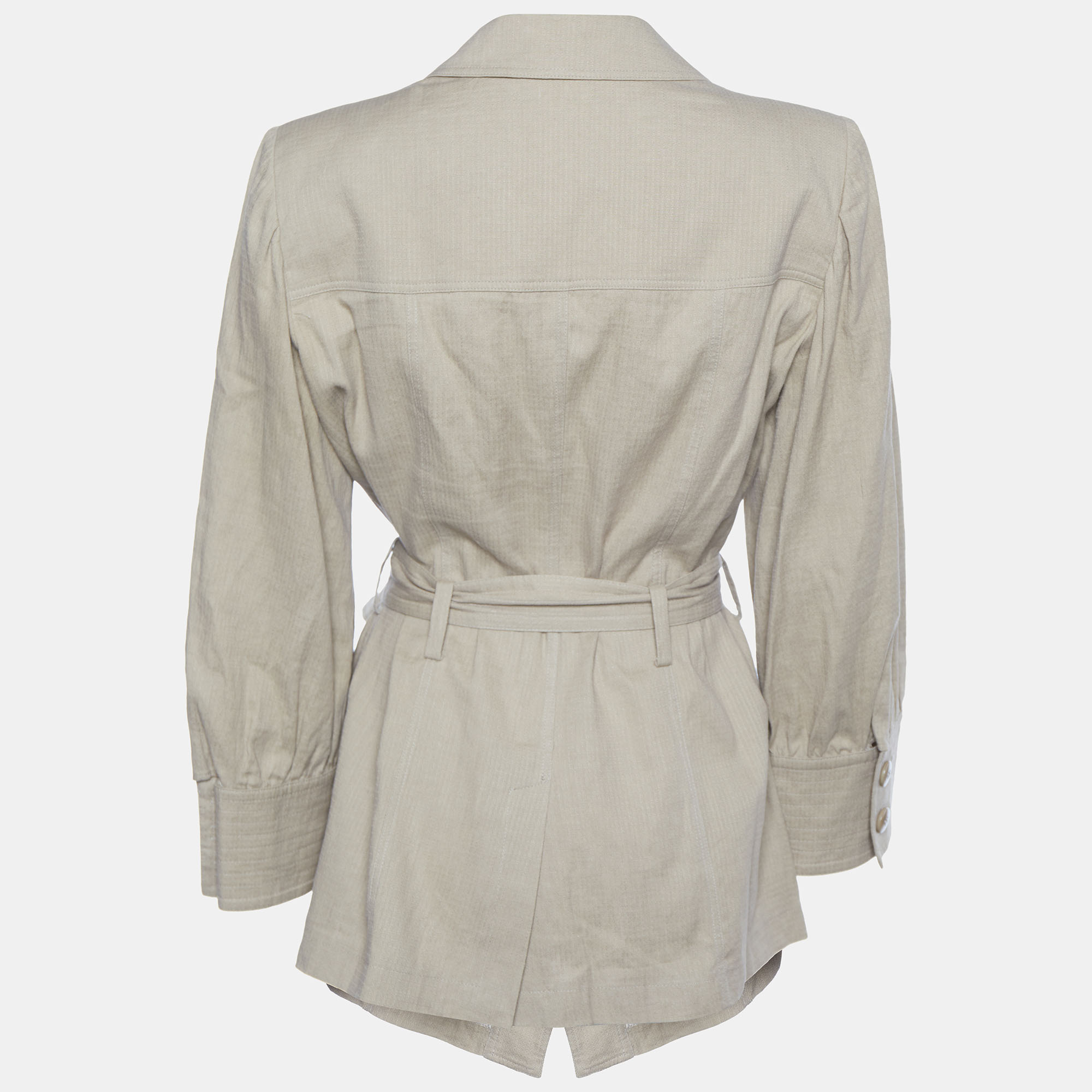 

Armani Collezioni Beige Linen & Cotton Belted Short Coat