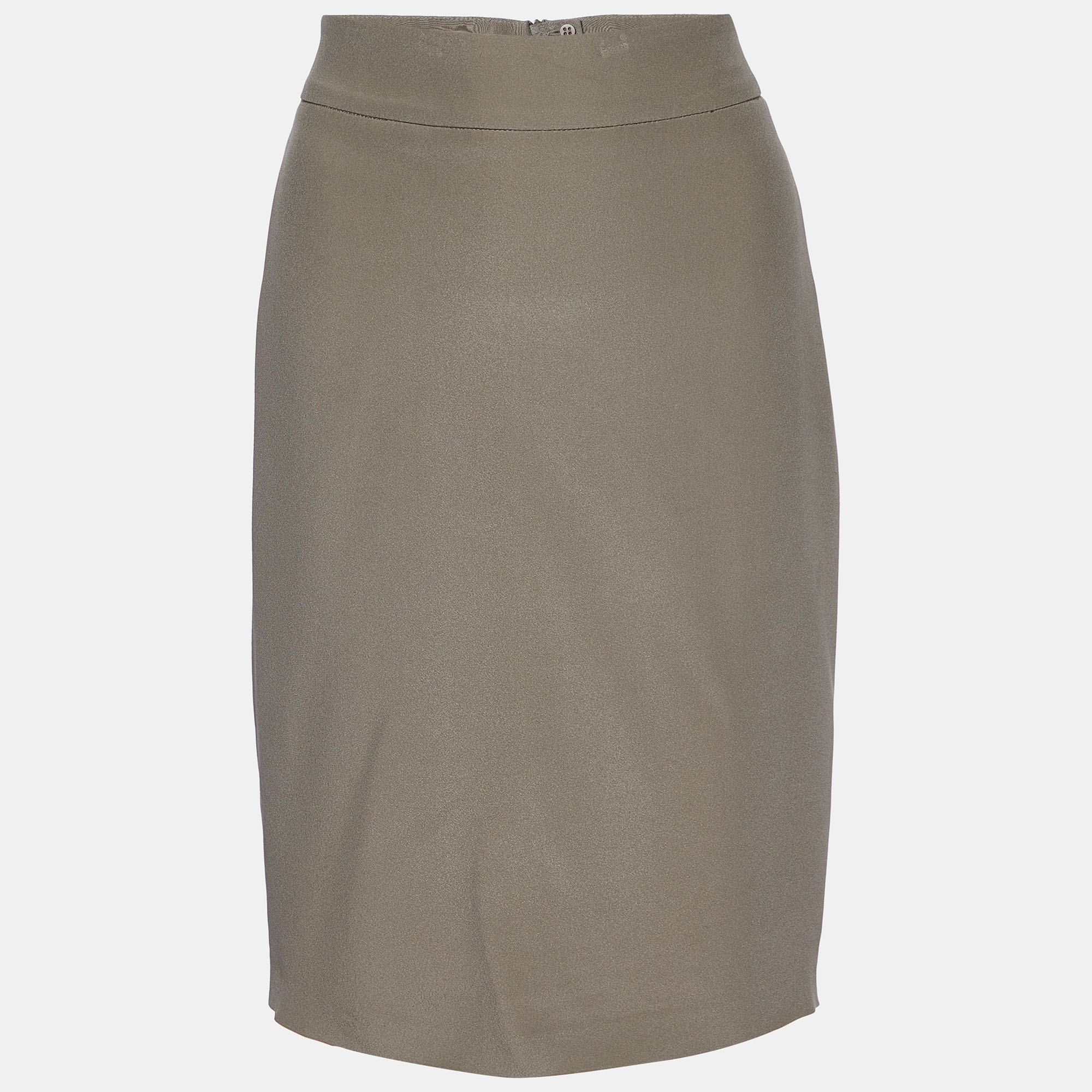 Pre-owned Armani Collezioni Brown Silk Crepe Pencil Skirt M