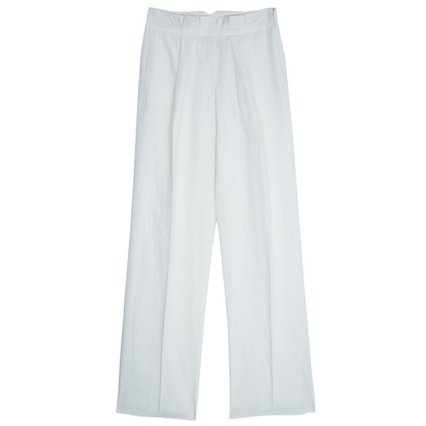Armani Collezioni Off-White Linen Trousers M