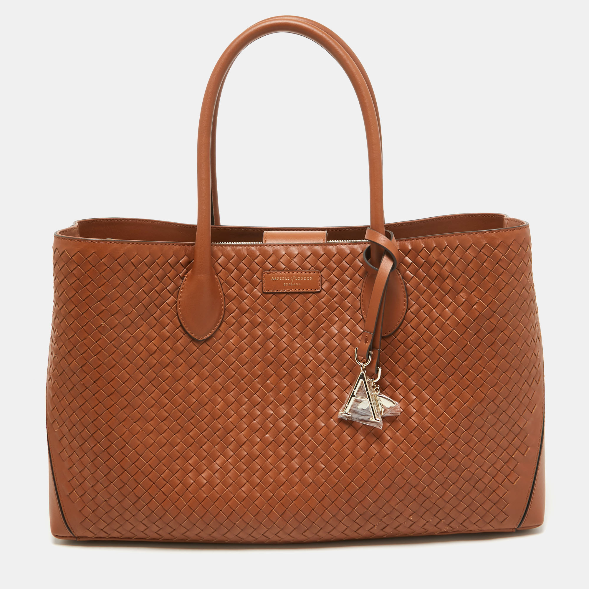 

Aspinal Of London Brown Woven Leather London Tote