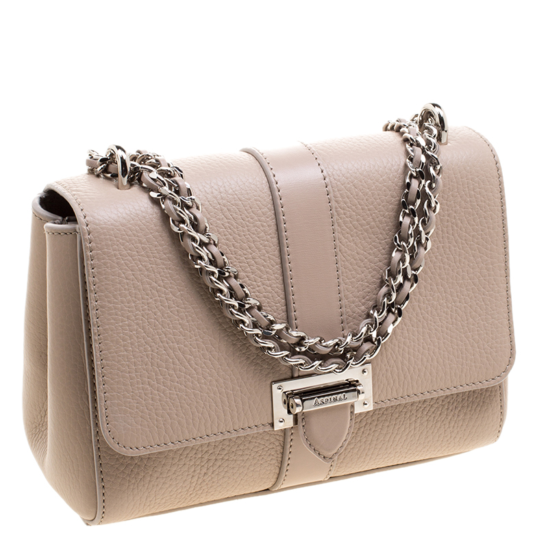 Aspinal Of London Beige Leather Small Lottie Shoulder Bag Aspinal Of ...
