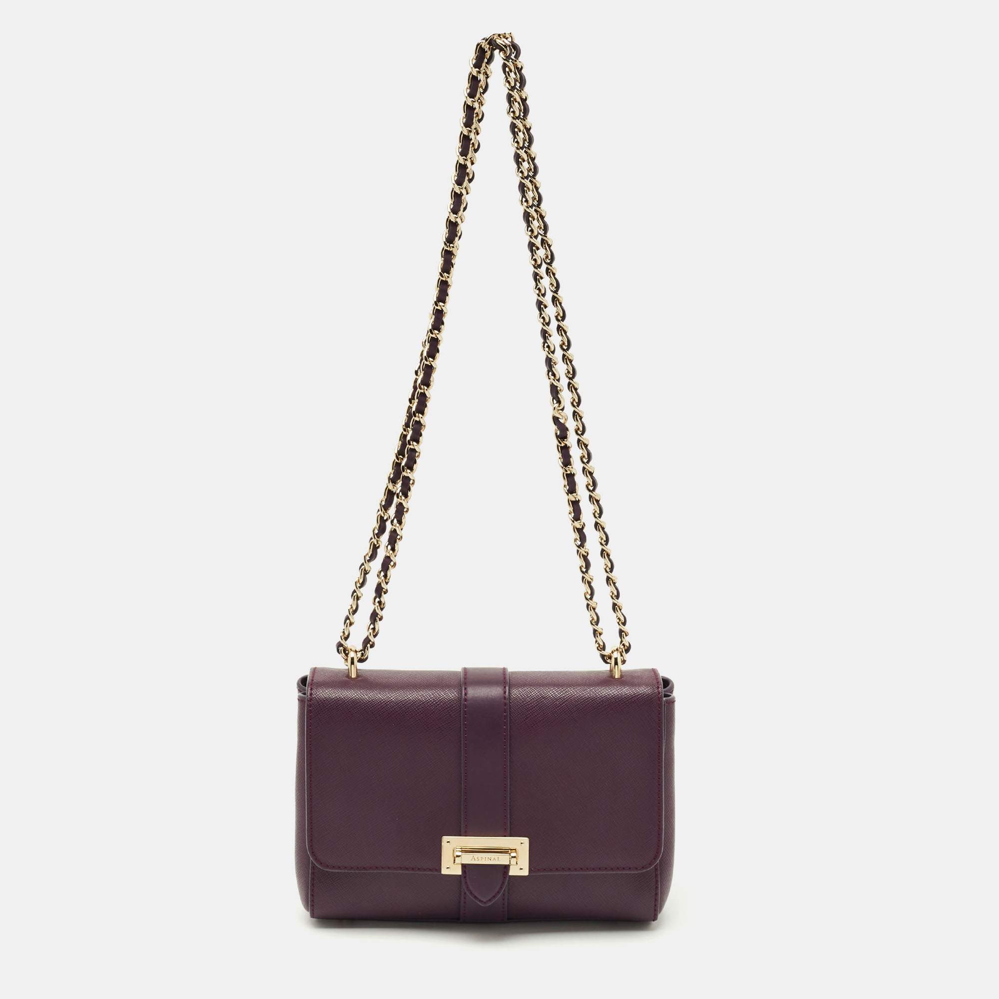 

Aspinal Of London Dark Purple Leather Small Lottie Shoulder Bag