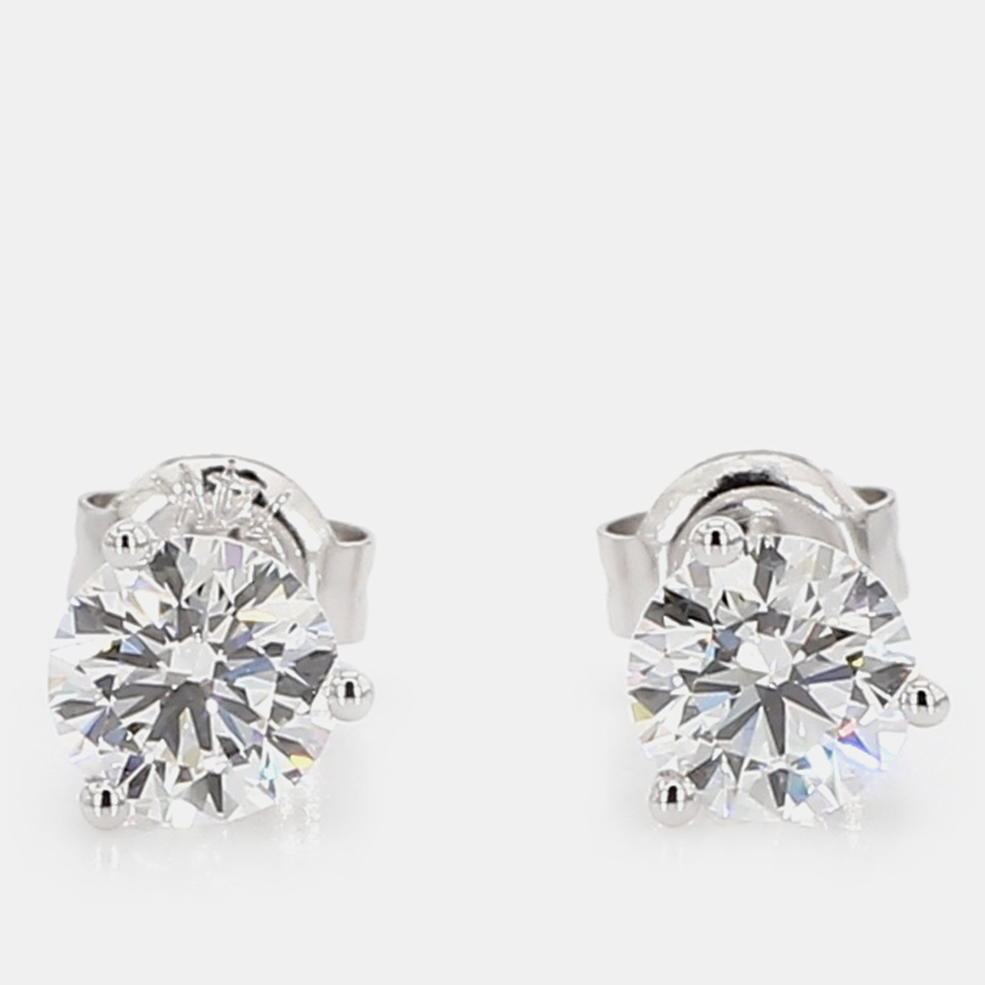 Pre-owned Atelier D' Excellence 1.00 Cts Round Lab Grown Diamond 14k White Gold 3 Prong Martini Studs