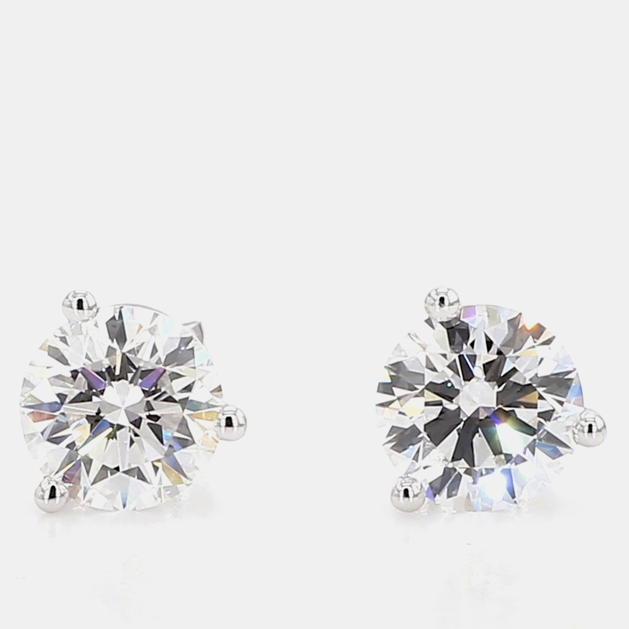 

2.50 cts Round Lab Grown Diamond 14k White Gold 3 Prong Martini Studs