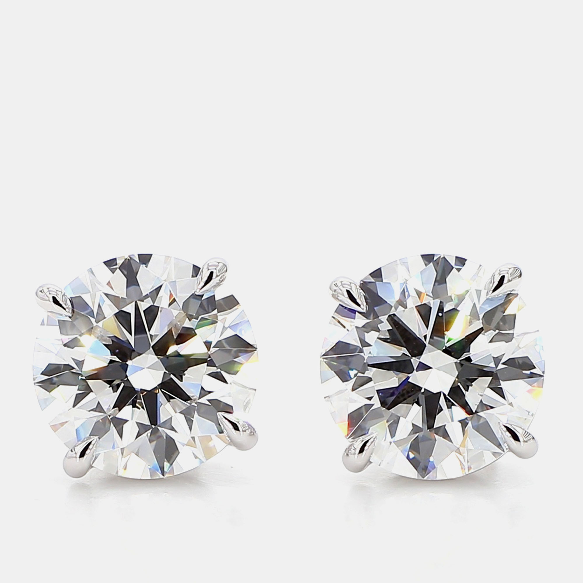 Pre-owned Atelier D' Excellence 9.07 Cts Round Lab Grown Diamond 14k White Gold 4 Prong Basket Studs