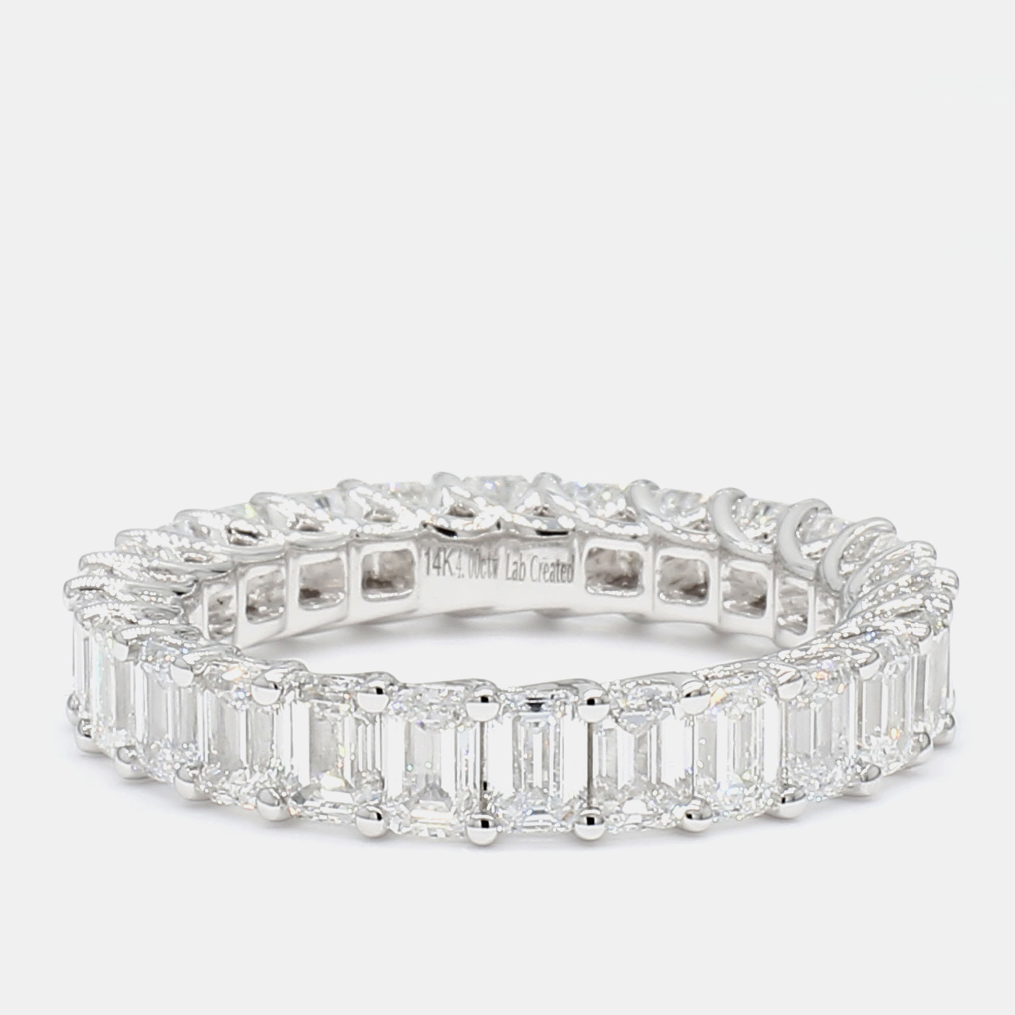 

4.16 cts Emerald Lab Grown Diamond 14k White Gold Eternity Band US 7