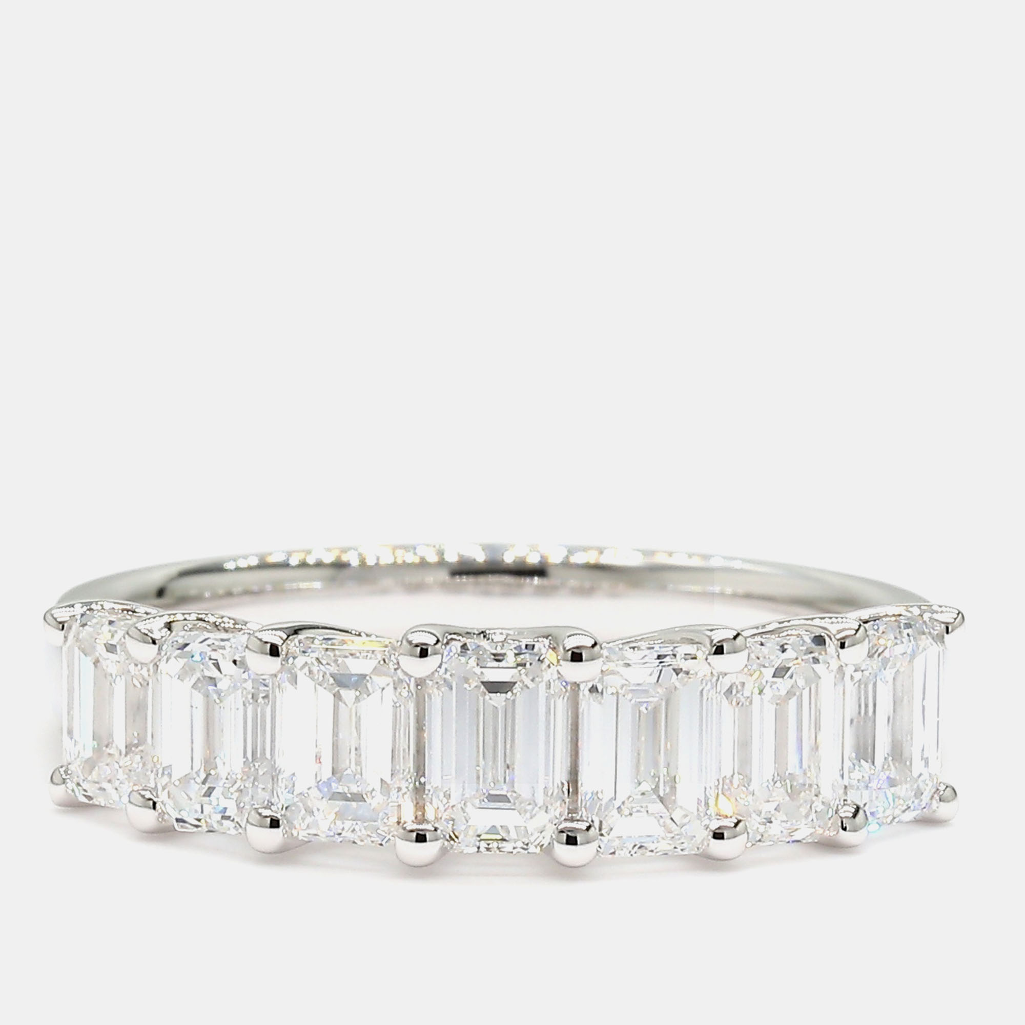 

2.01 cts Emerald Lab Grown Diamond 14k White Gold 7 Stone Wedding Band