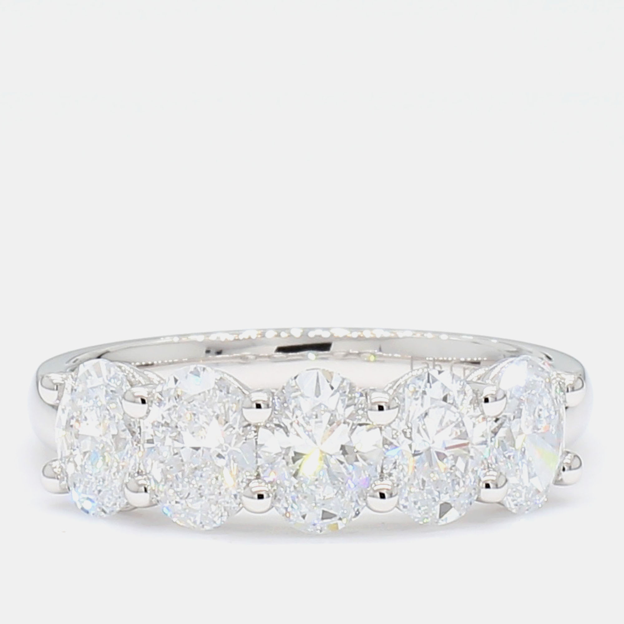 

2.00 cts Oval Lab Grown Diamond 14k White Gold 5 Stone Wedding Band US 7