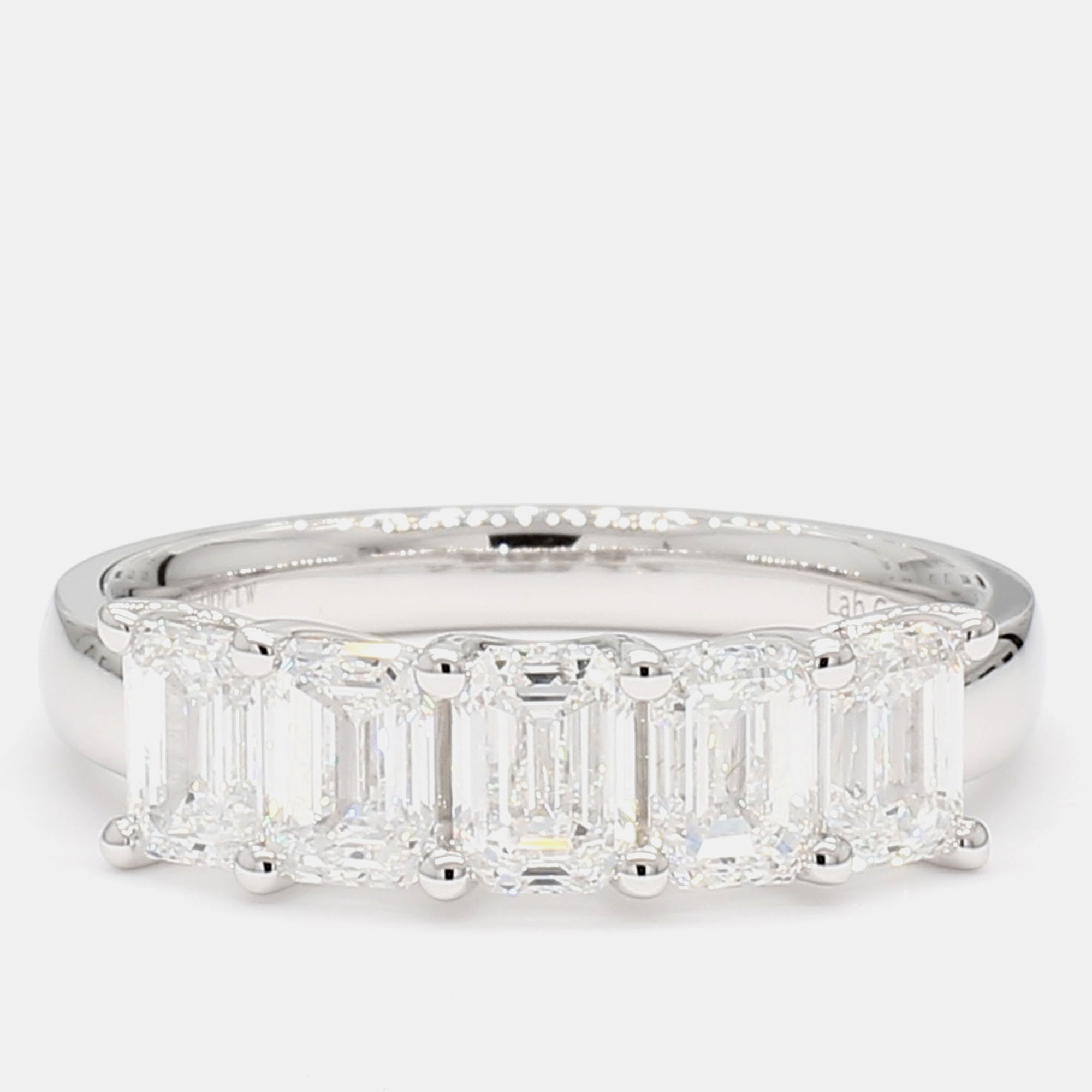 

2.00 cts Emerald Lab Grown Diamond 14k White Gold 5 Stone Wedding Band US 7