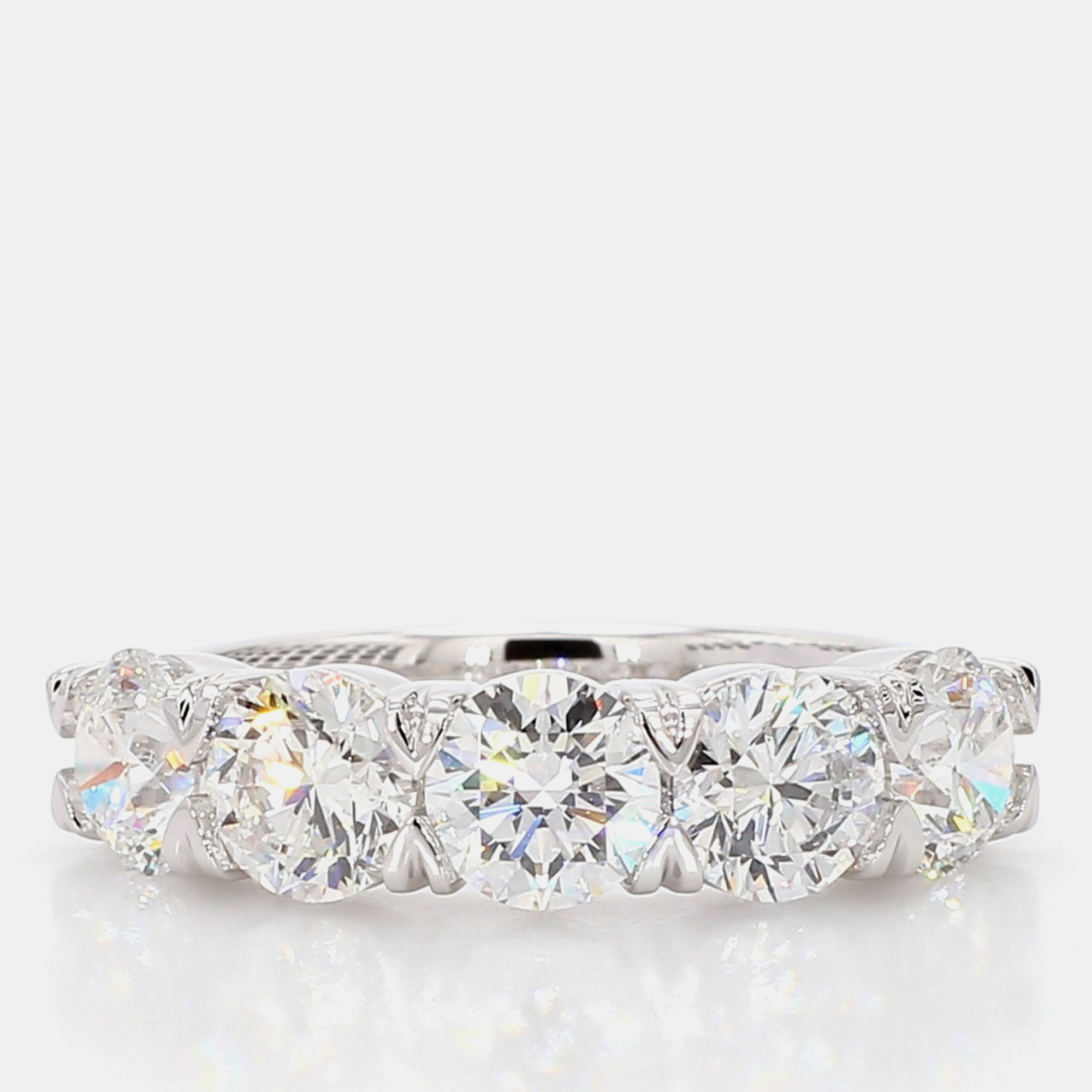 

3.02 cts Round Lab Grown Diamond 14k White Gold 5 Stone Wedding Band US 7