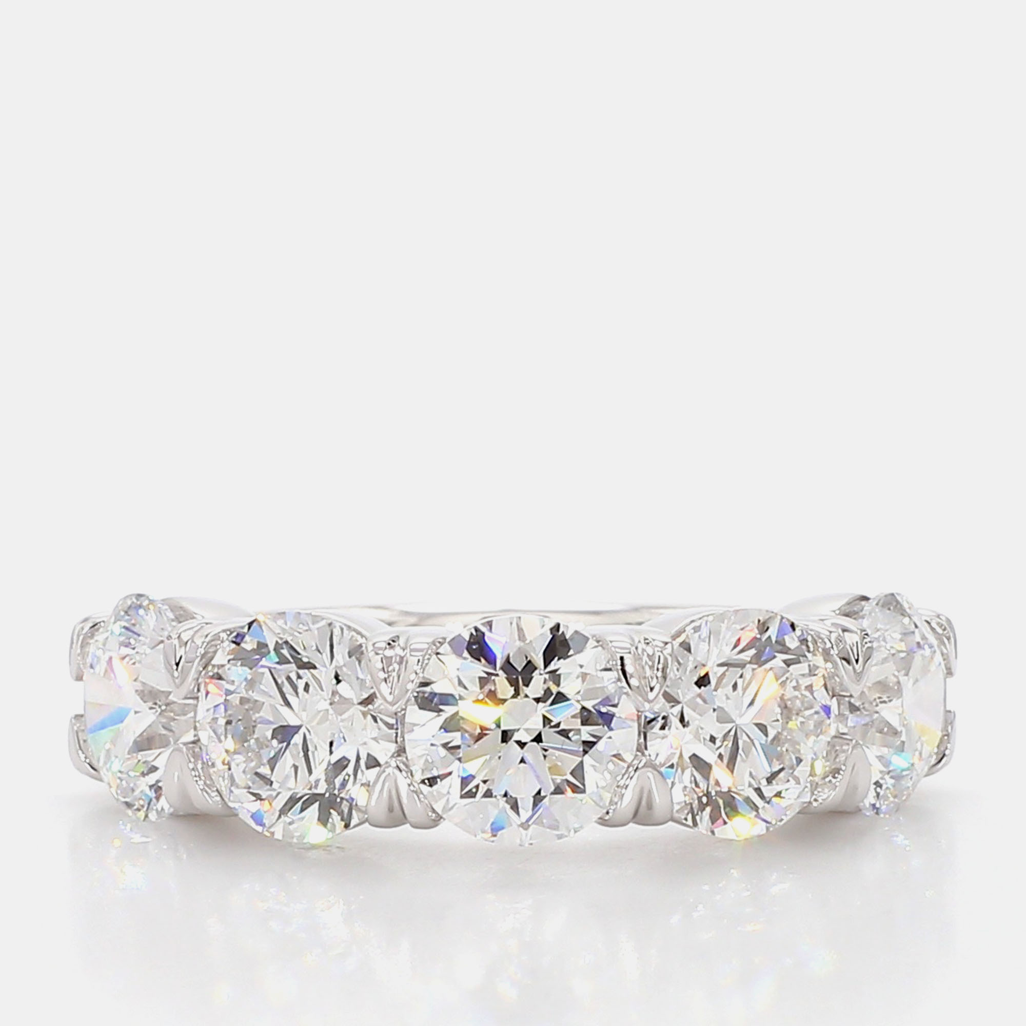 

5.00 cts Round Lab Grown Diamond 14k White Gold 5 Stone Wedding Band US 7