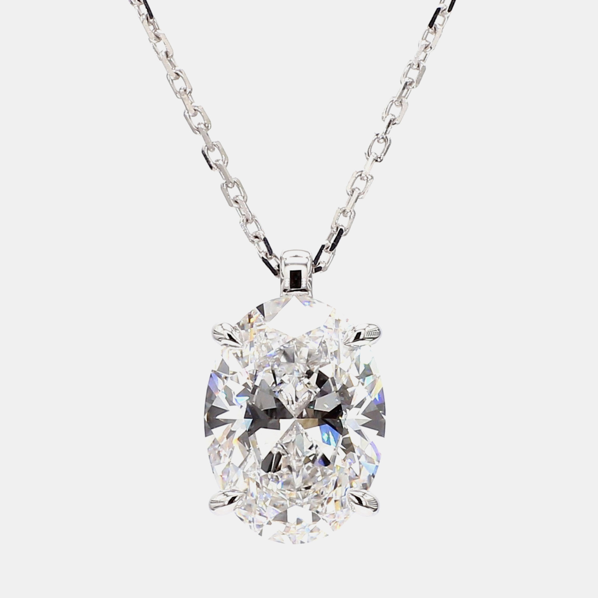 

4.00 cts Oval Lab Grown Diamond 14k White Gold Solitaire Pendant 16