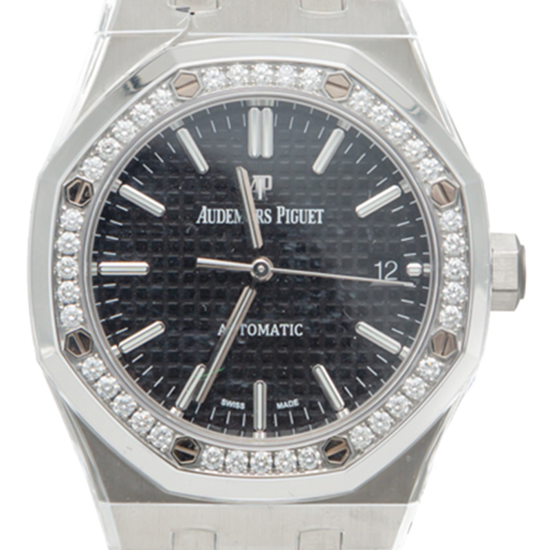 

Audemars Piguet Royal Oak Black Dial Stainless Steel Diamond Bezel Women's Watch