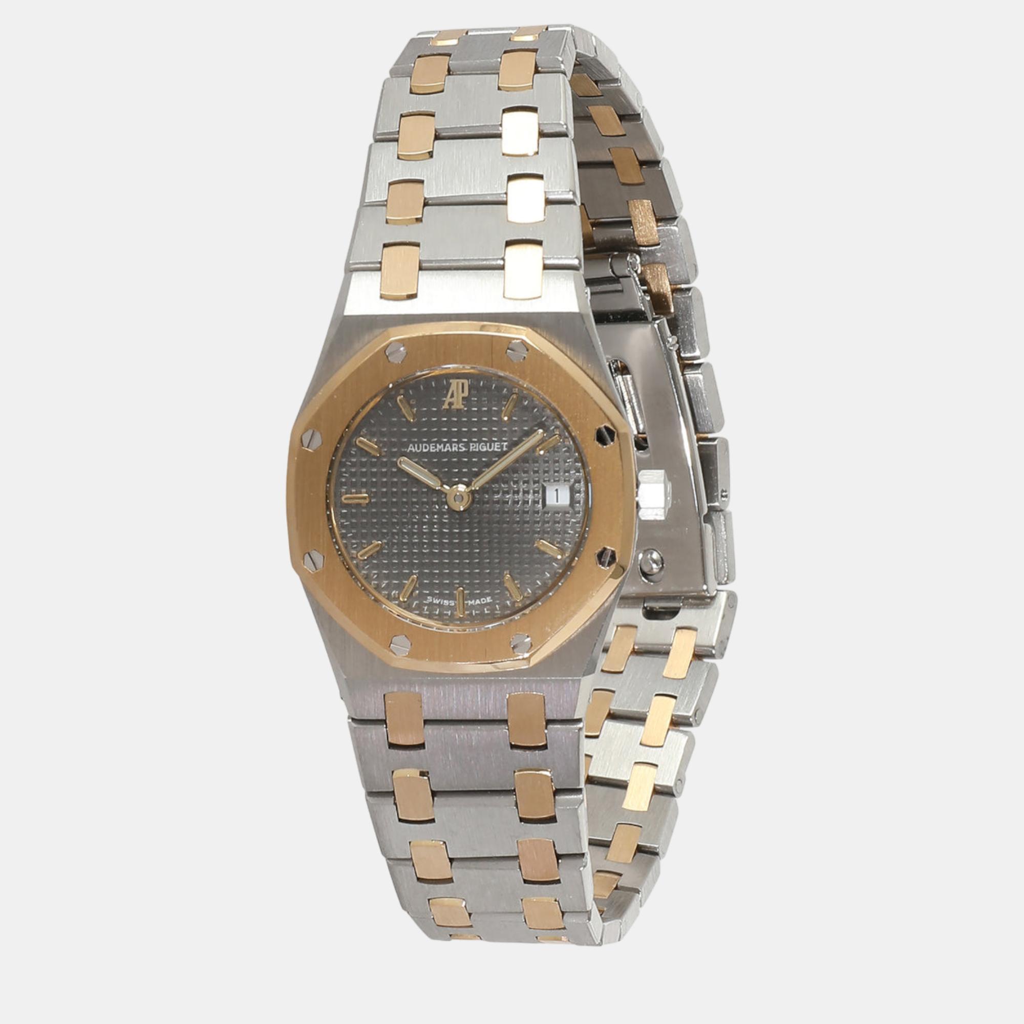 

Audemars Piguet Grey 18k Yellow Gold Stainless Steel Royal Oak 66270SA Quartz Women's Wristwatch 25 mm