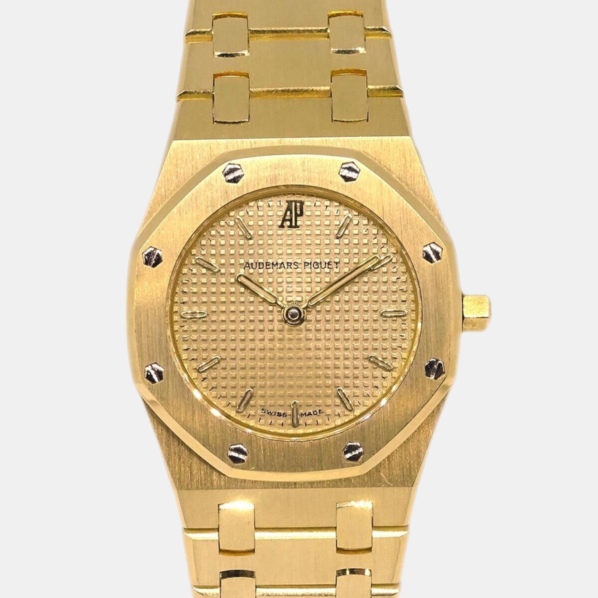 

Audemars Piguet Champagne 18k Yellow Gold Royal Oak 66339 Quartz Women's Wristwatch 25 mm