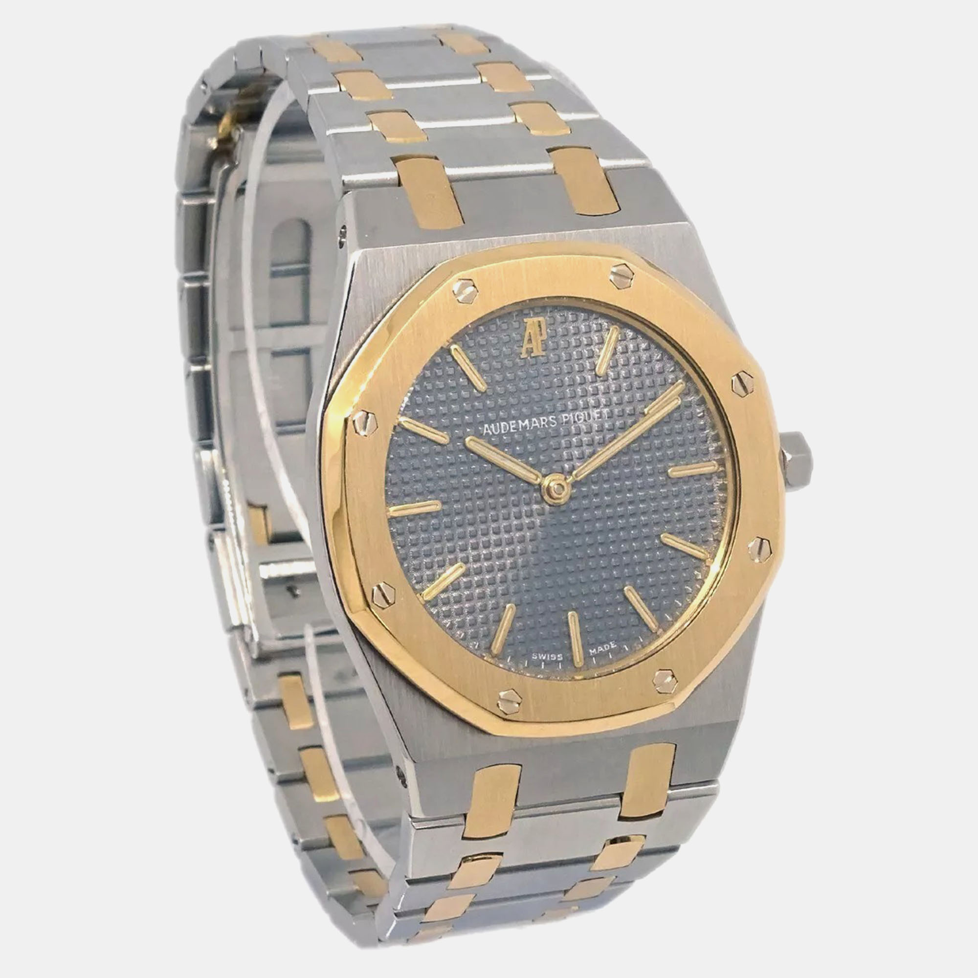 Audemars Piguet Black 18k Yellow Gold Stainless Steel Royal Oak Quartz Women`s Wristwatch 33 mm 