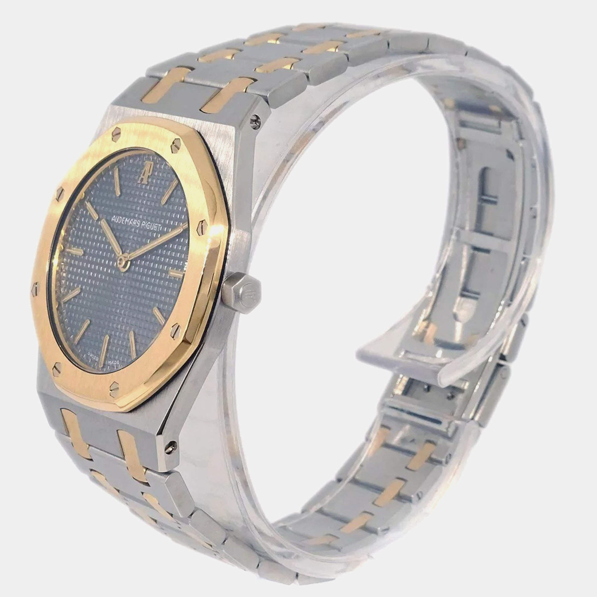 Audemars Piguet Black 18k Yellow Gold Stainless Steel Royal Oak Quartz Women`s Wristwatch 33 mm 