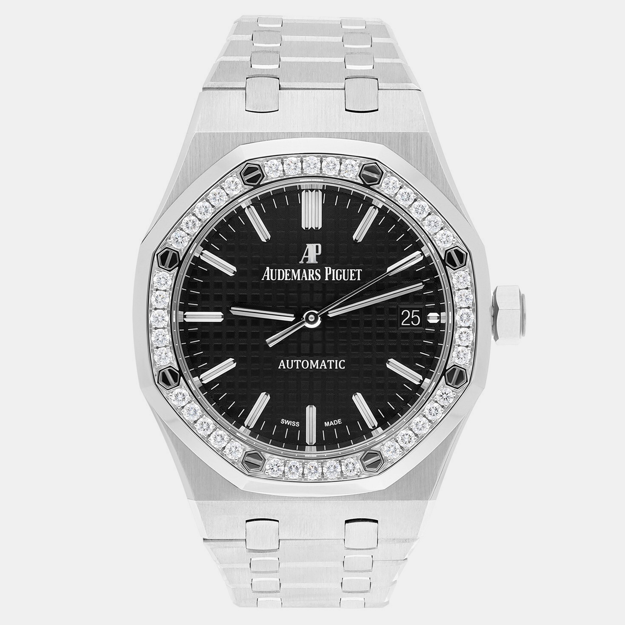 

Audemars Piguet Royal Oak 15451ST.ZZ.1256ST.01 Automatic Silver Stainless Steel Diamond Women's Wristwatch 37 mm, Black