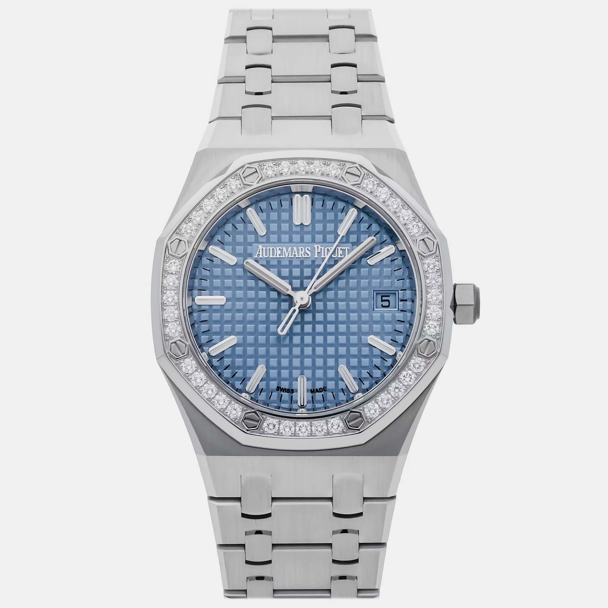 Pre-owned Audemars Piguet Royal Oak "50th Anniversary" Edition 77451st.zz.1361st.01 Blue Automatic S
