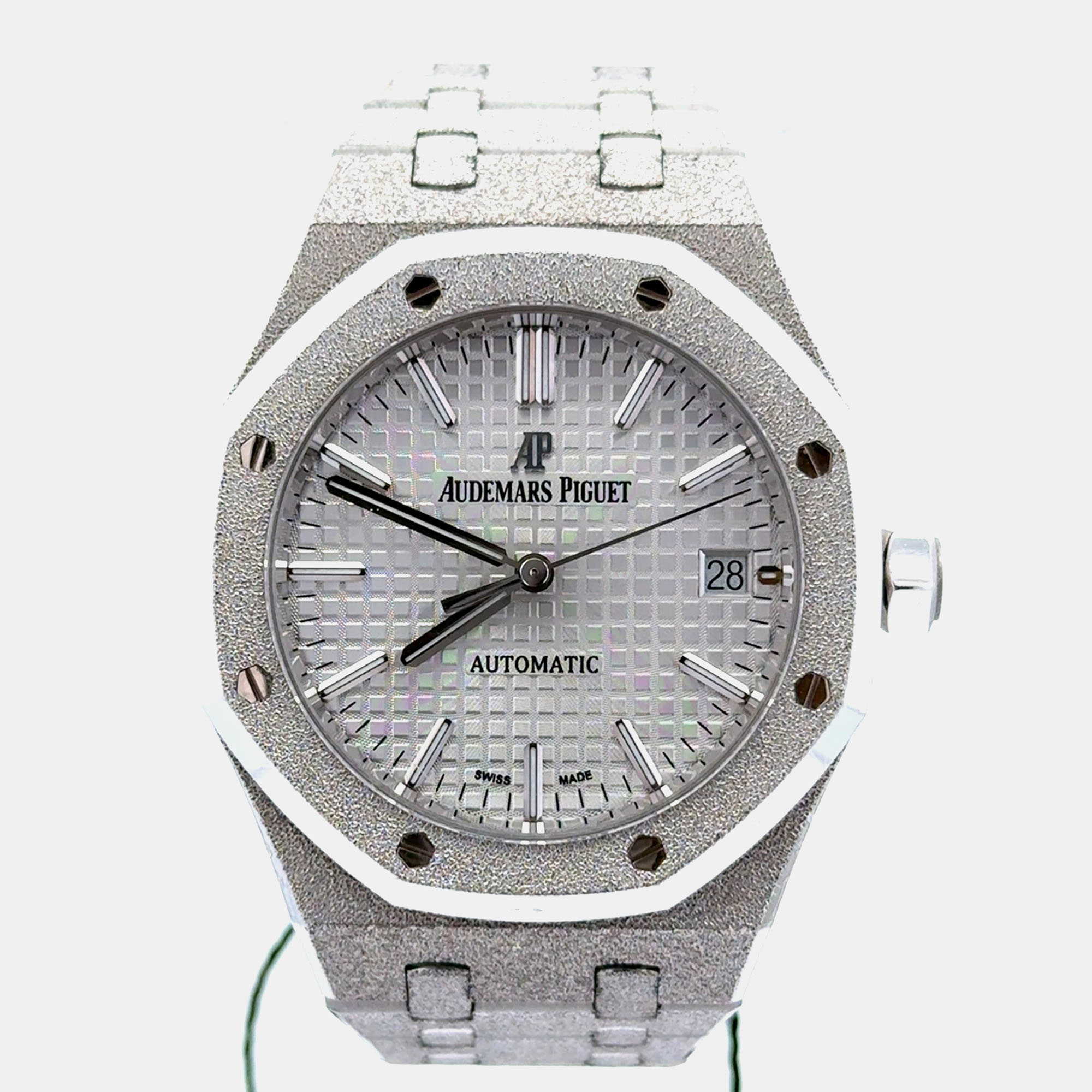 Pre-owned Audemars Piguet Royal Oak 15454bc.gg.1259bc.01 Automatic Silver 18k White Gold Women's Wristwatch 37 Mm