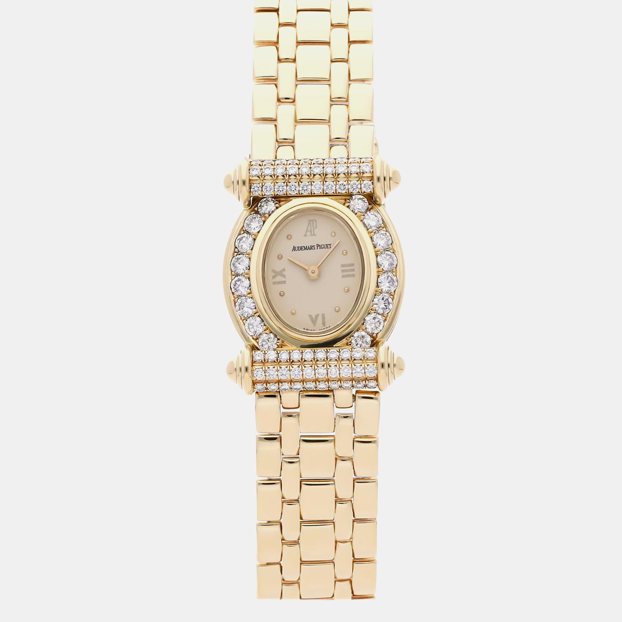 

Pre-Owned Audemars Piguet 66960BA.ZZ.1071BA.01 White Quartz 18k Yellow Gold Diamond Women's Wristwatch 20 mm