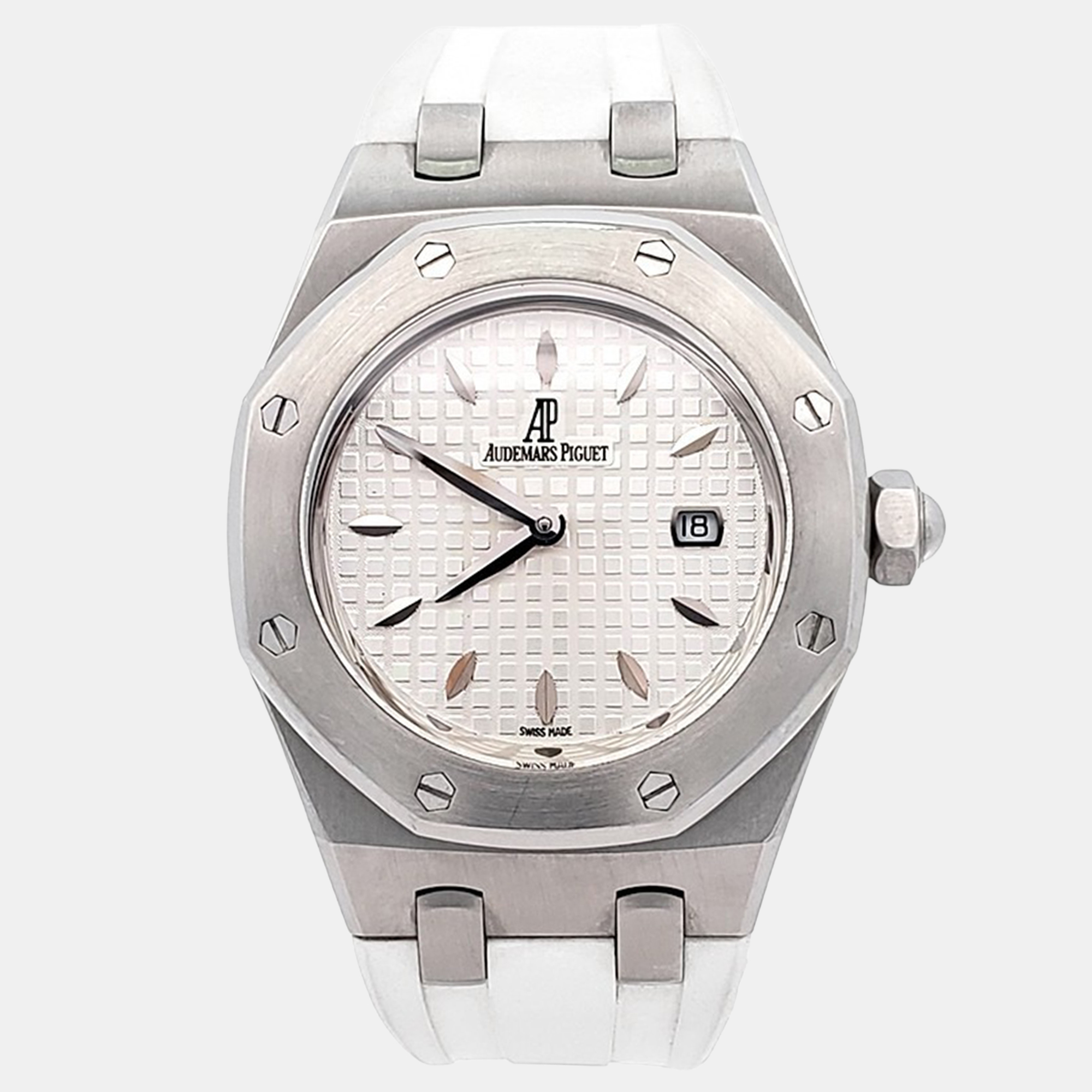 Pre-owned Audemars Piguet Royal Oak 67600st Quartz Silver Stainless Steel Women's Wristwatch 33 Mm