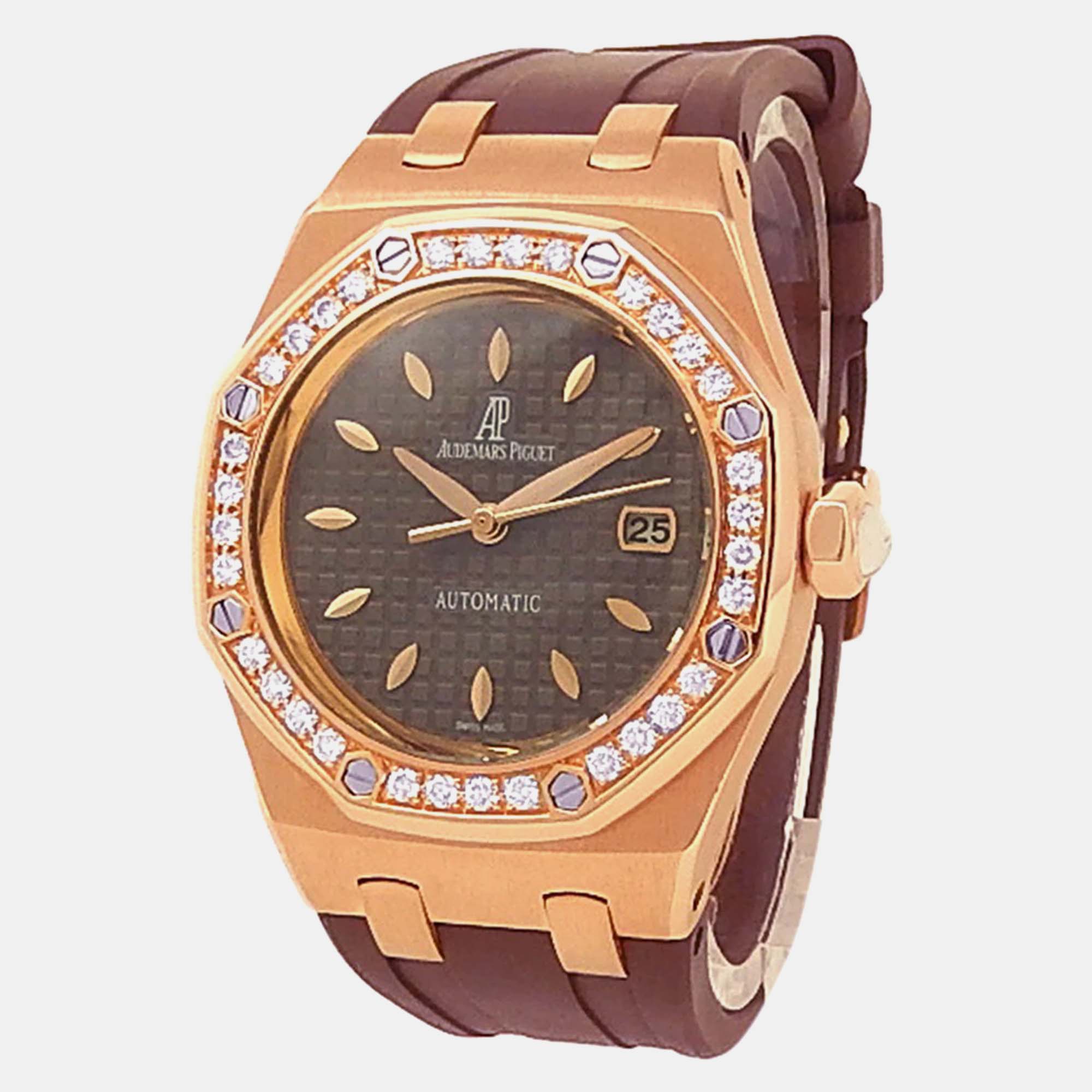 

Audemars Piguet Royal Oak 77321OR.ZZ.D080CA.01 Brown Dial 18k Rose Gold Women's Wristwatch 33 mm