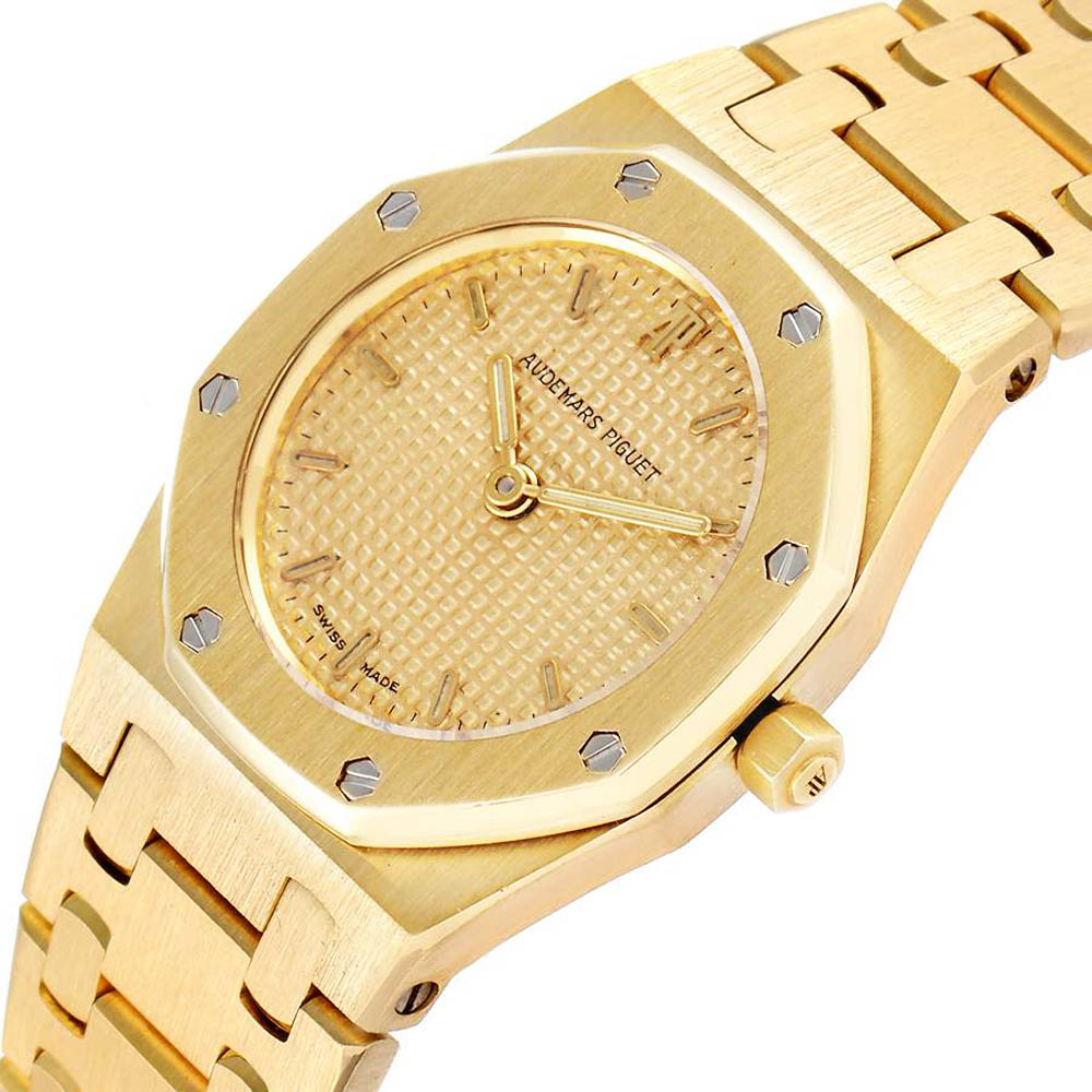 

Audemars Piguet Champagne 18k Yellow Gold Royal Oak Quartz D6519 Women's Wristwatch 24 MM