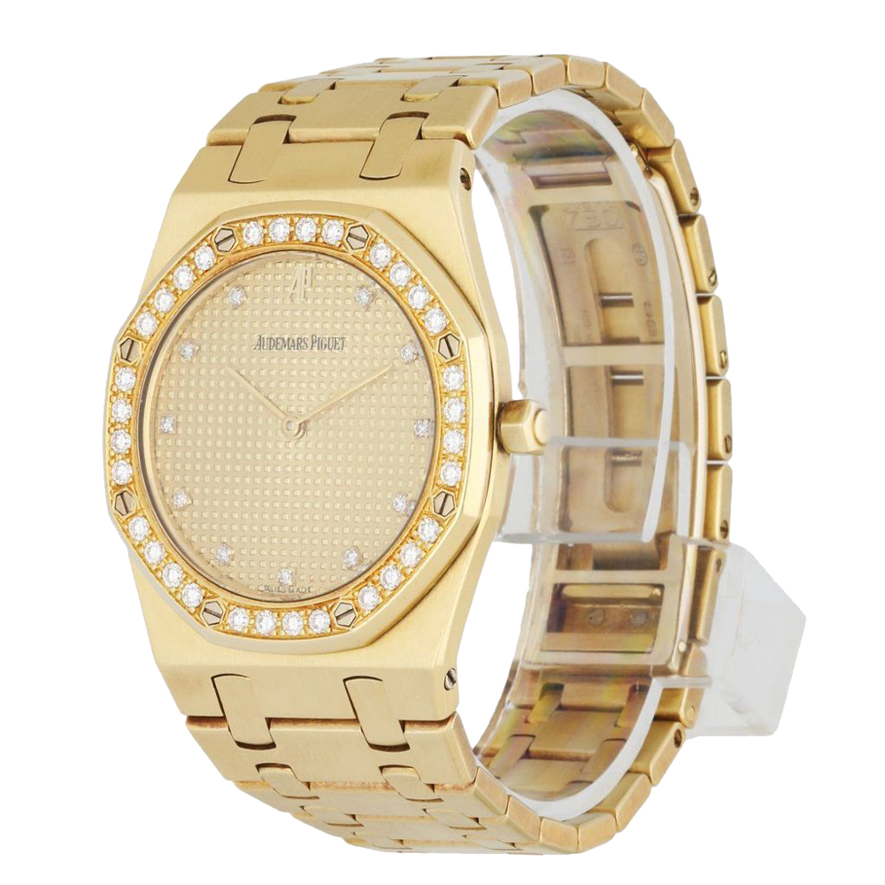 

Audemars Piguet Champagne Diamonds 18K Yellow Gold Royal Oak Quartz Women's Wristwatch 33 MM