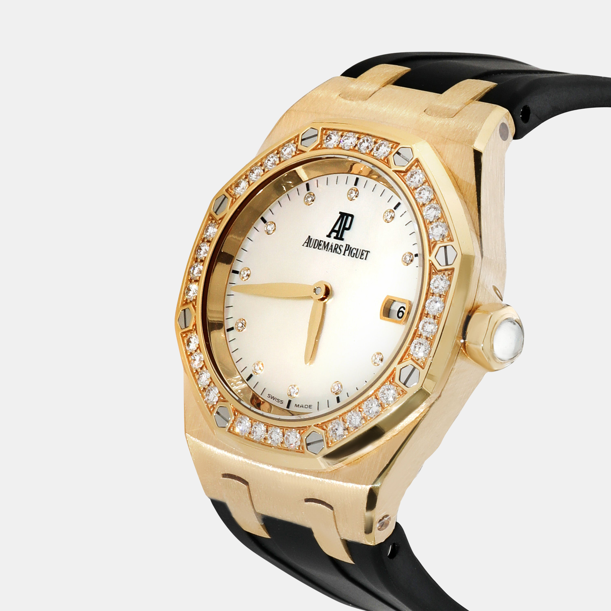 

Audemars Piguet White Diamonds Yellow Gold Royal Oak 67601BA.ZZ.D012CR Women's Wristwatch 33 mm