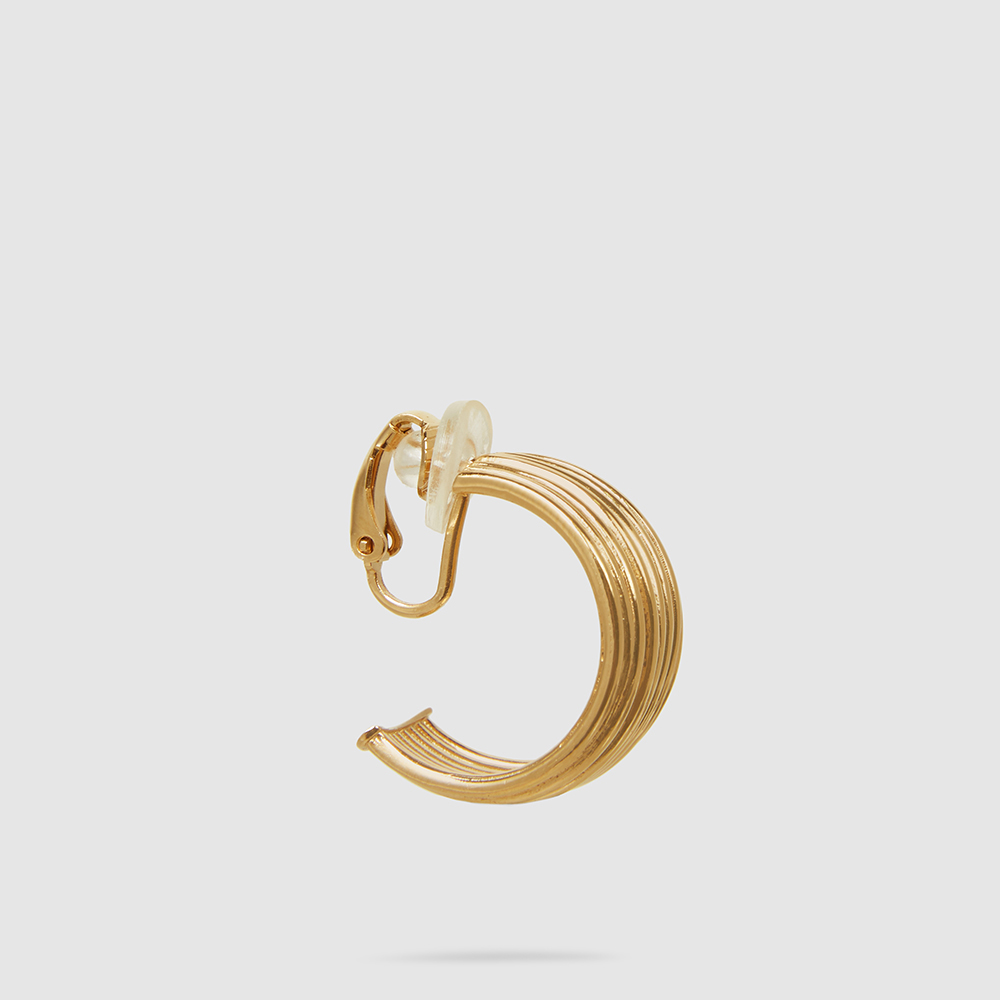 

Aurelie Bidermann Gold Thalia Hammered Gold Clip-On Earrings