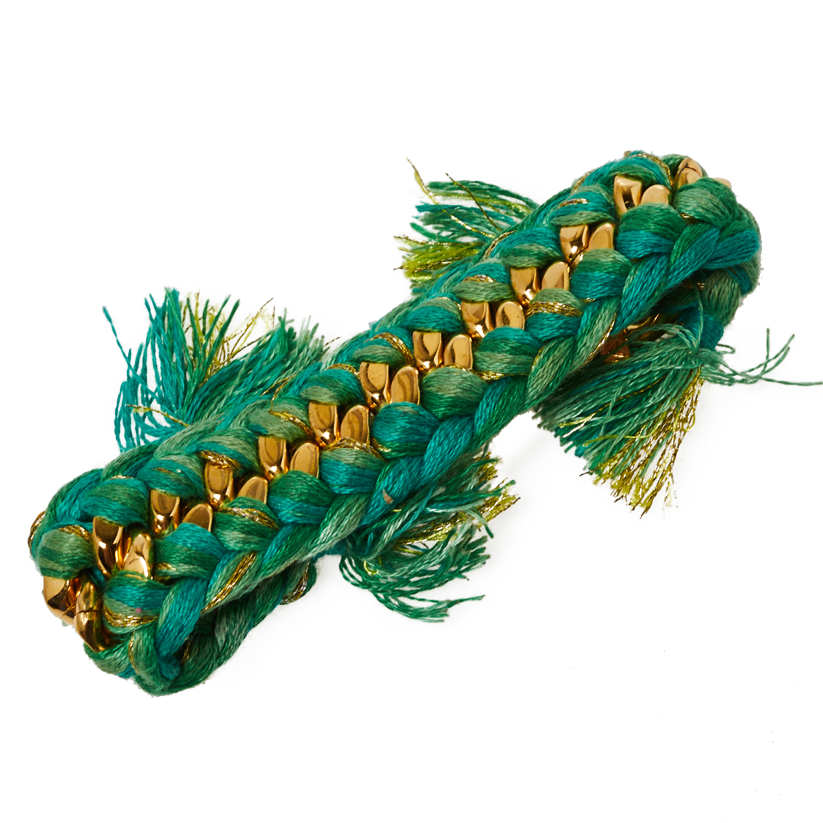 

Aurélie Bidermann Green Braided Cotton Gold Plated Do Brasil Bracelet