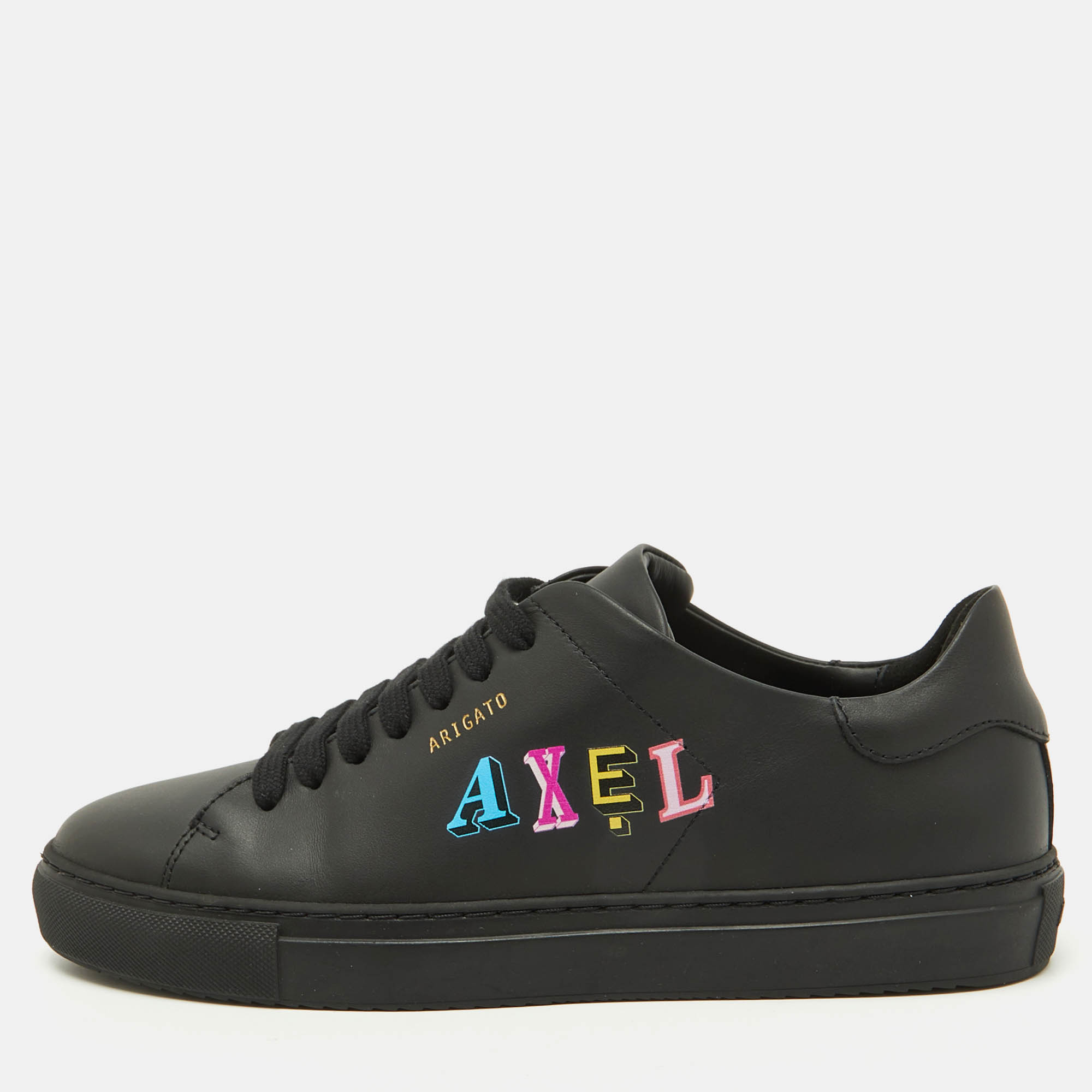 

Axel Arigato Black Leather Logo Low Top Sneakers Size