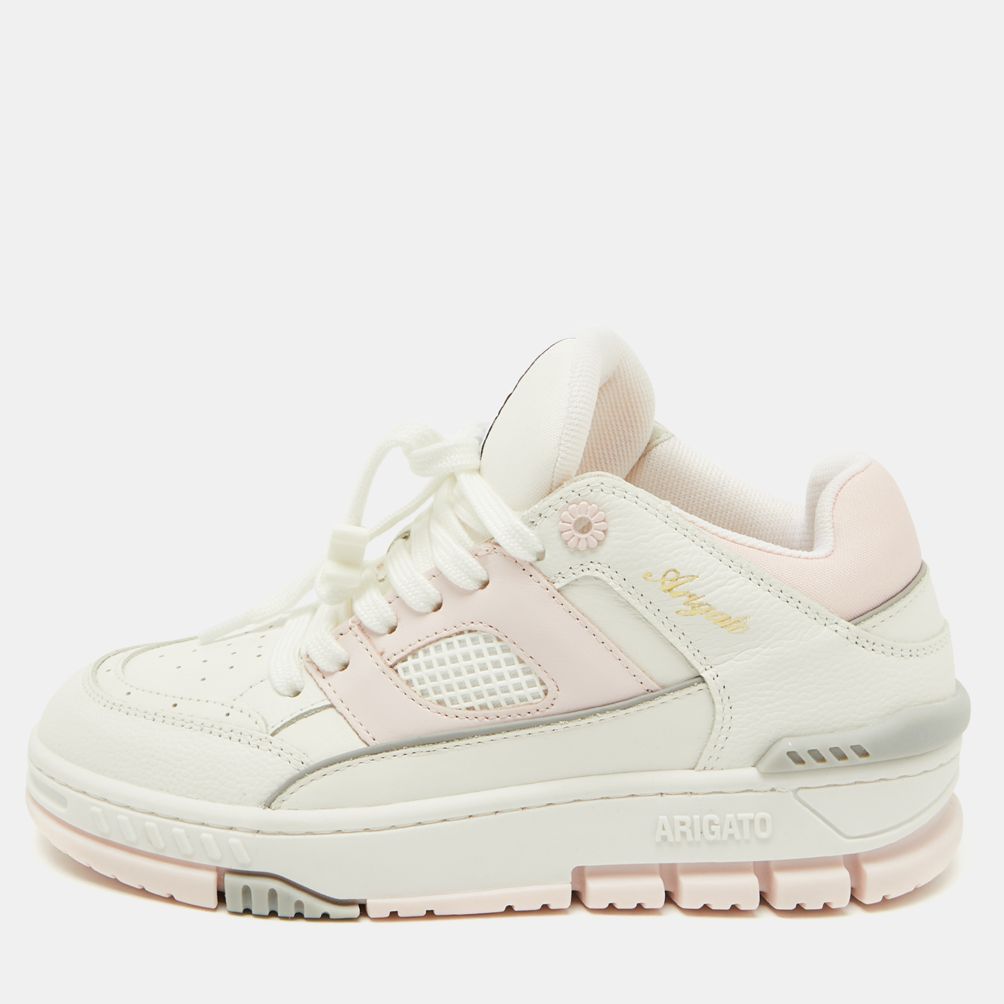 

Axel Arigato White/Light Pink Leather Area Low Top Sneakers Size