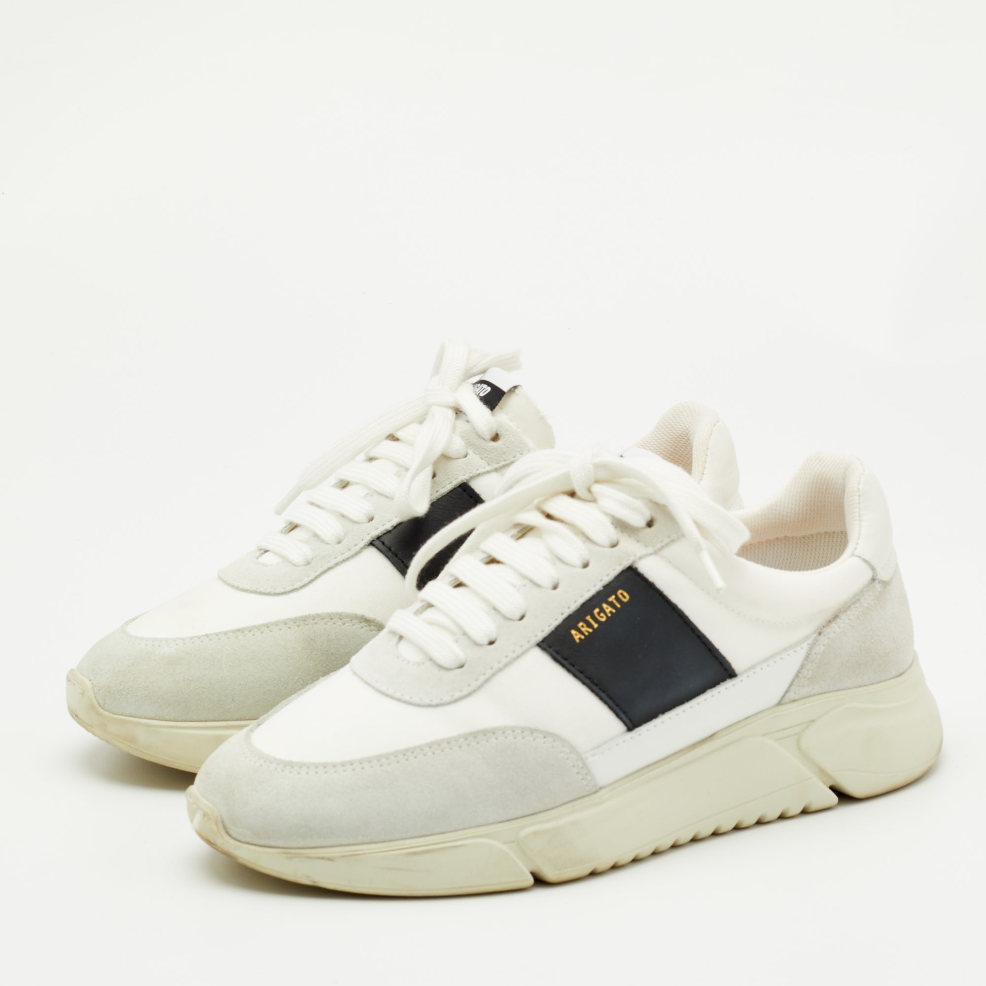 Axel Arigato White/Black Canvas and Leather Genesis Vintage Sneakers Size 39 