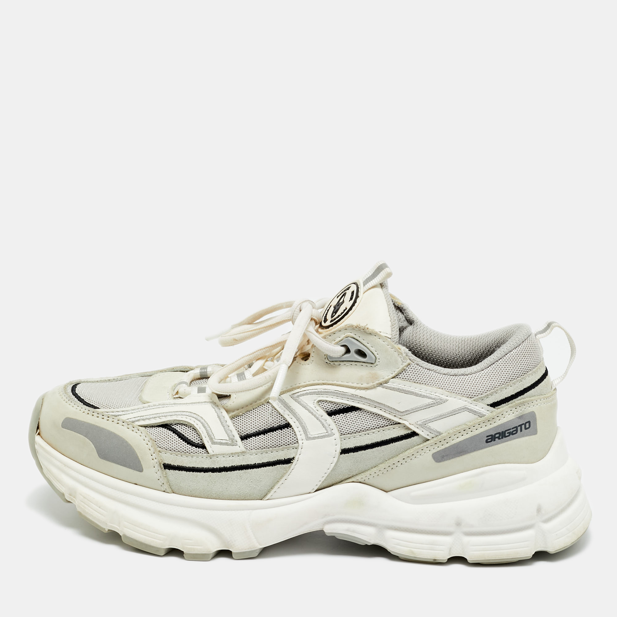 Pre-owned Axel Arigato Tricolor Mesh And Nubuck Leather Marathon Runner Lace Up Sneakers Size 38 In White